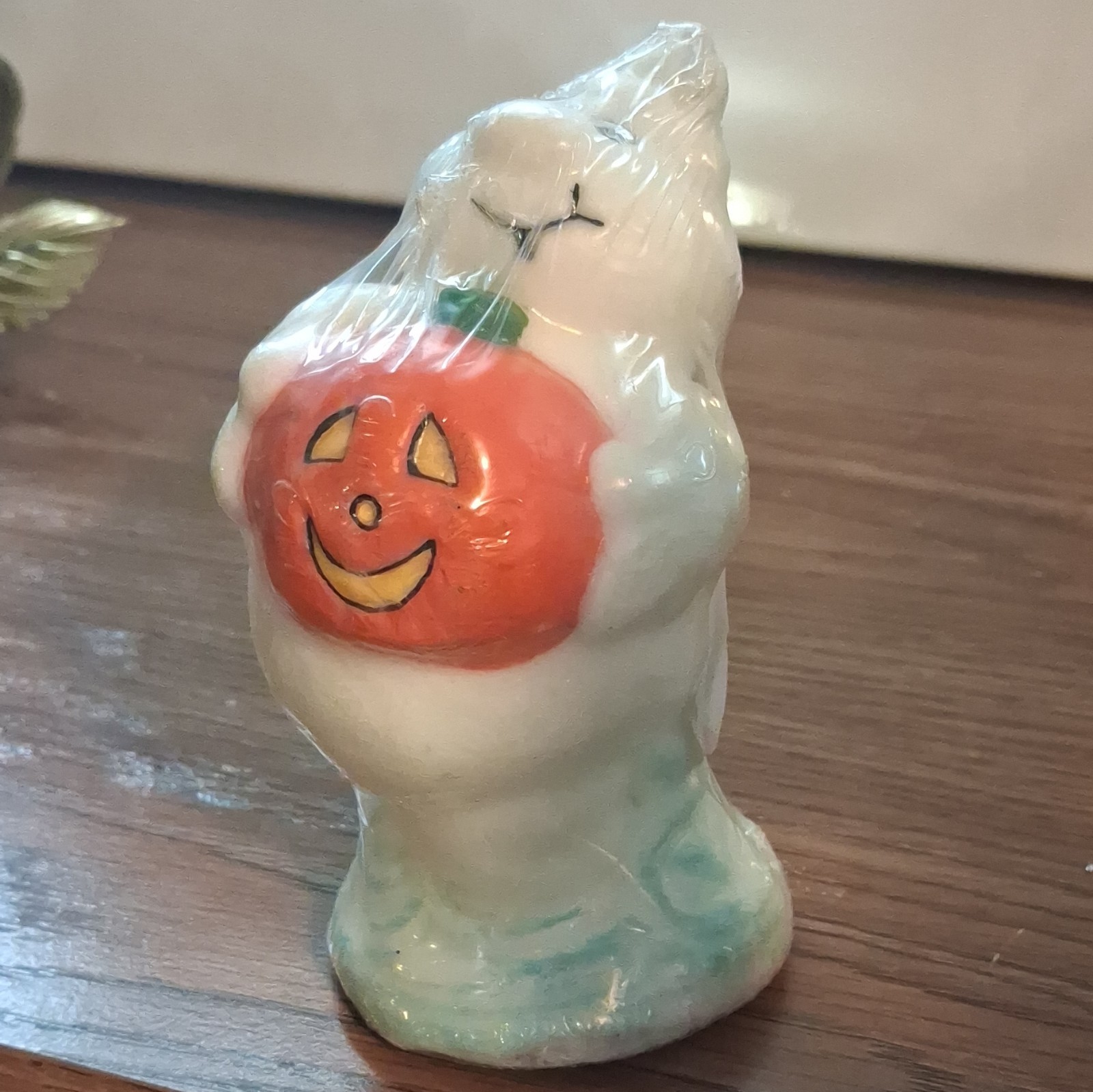 Vintage Ghost Holding Jack-O-Lantern Pumpkin Max Candle Figurine