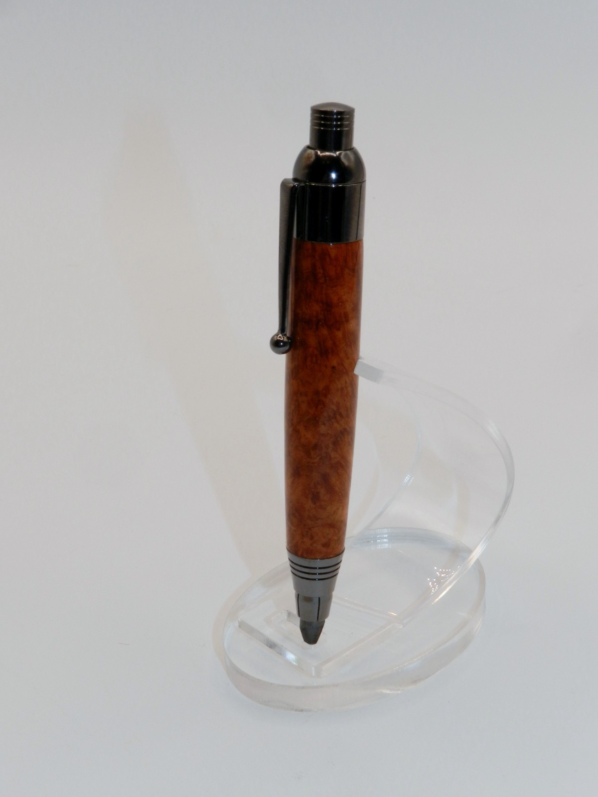 Chrome finish 5.6mm Sketch Pencil. Hand made with Amboyna Burl. #151