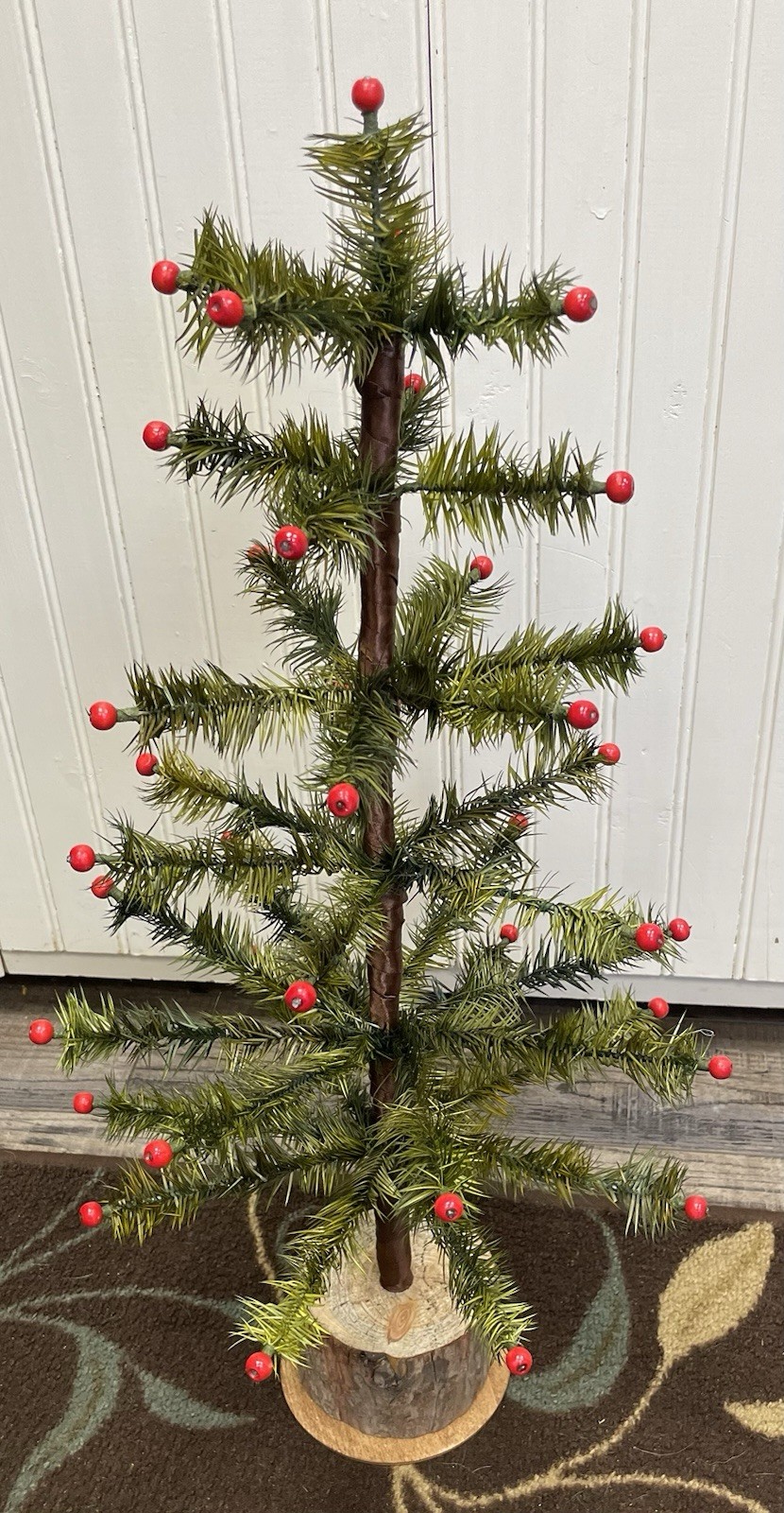 24” GENUINE GOOSE FEATHER CHRISTMAS TREE TABLETOP LIMITED QTY RETIRED RED TIPS!