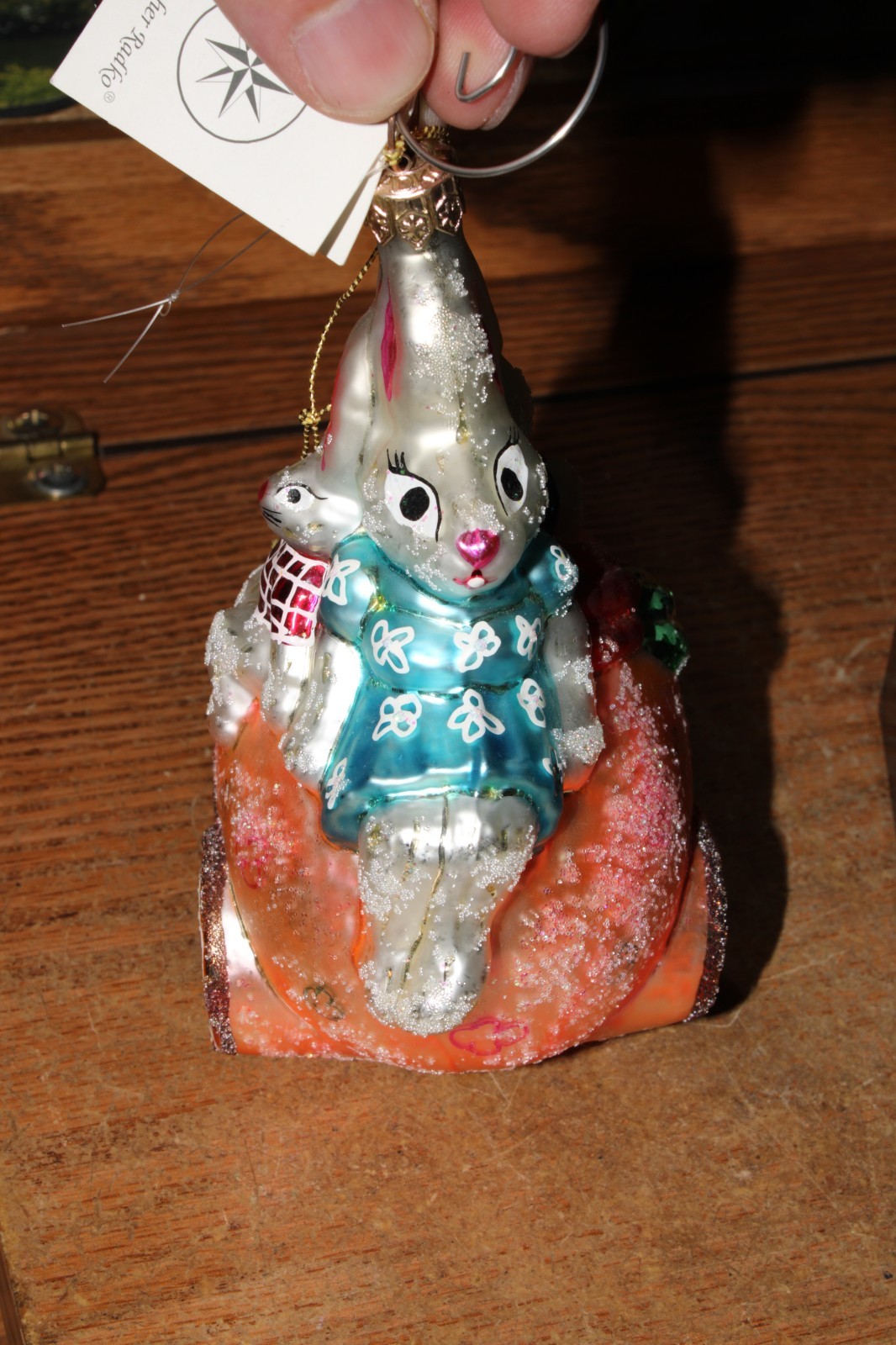 Christopher Radko BUNMOBILE Bunny Easter Egg Car Glass Easter Xmas Ornament