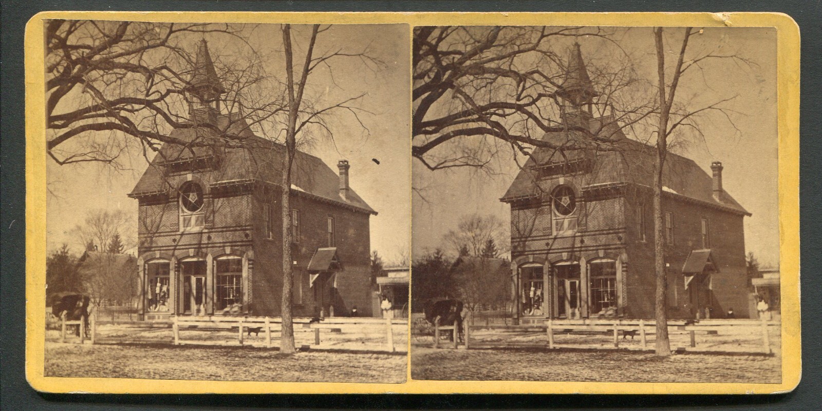 MILFORD, CT ~ WM. E. MILLER of Birmingham Stereoview ~ MASONIC HALL ~ c. 1870s