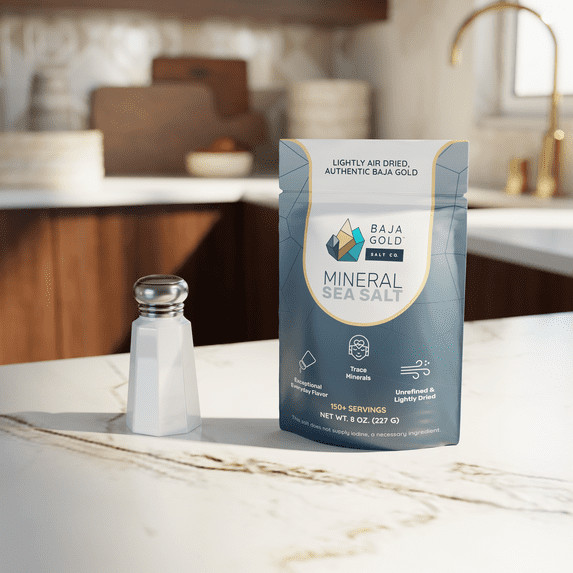 Baja Gold Mineral Sea Salt – 8 Oz. Resealable Bag Free Ship