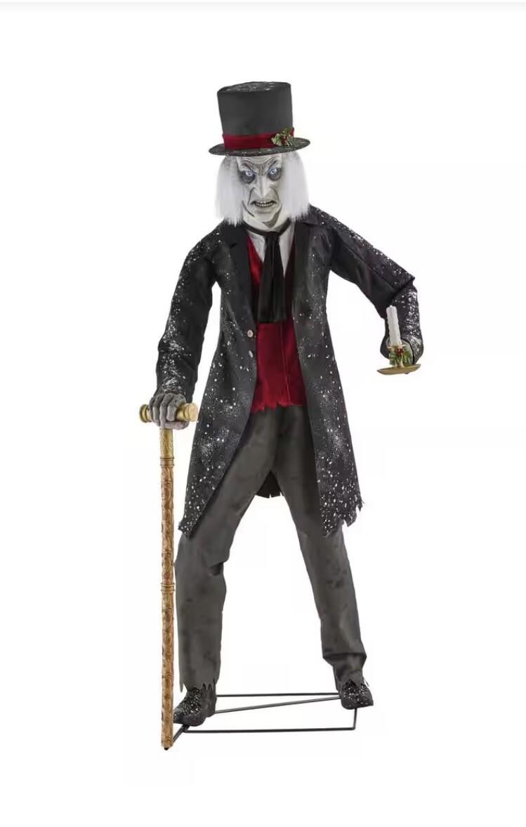 6Ft Life Size Animated Scrooge w/ LED Candle & Cane Christmas Prop Indoor Decor