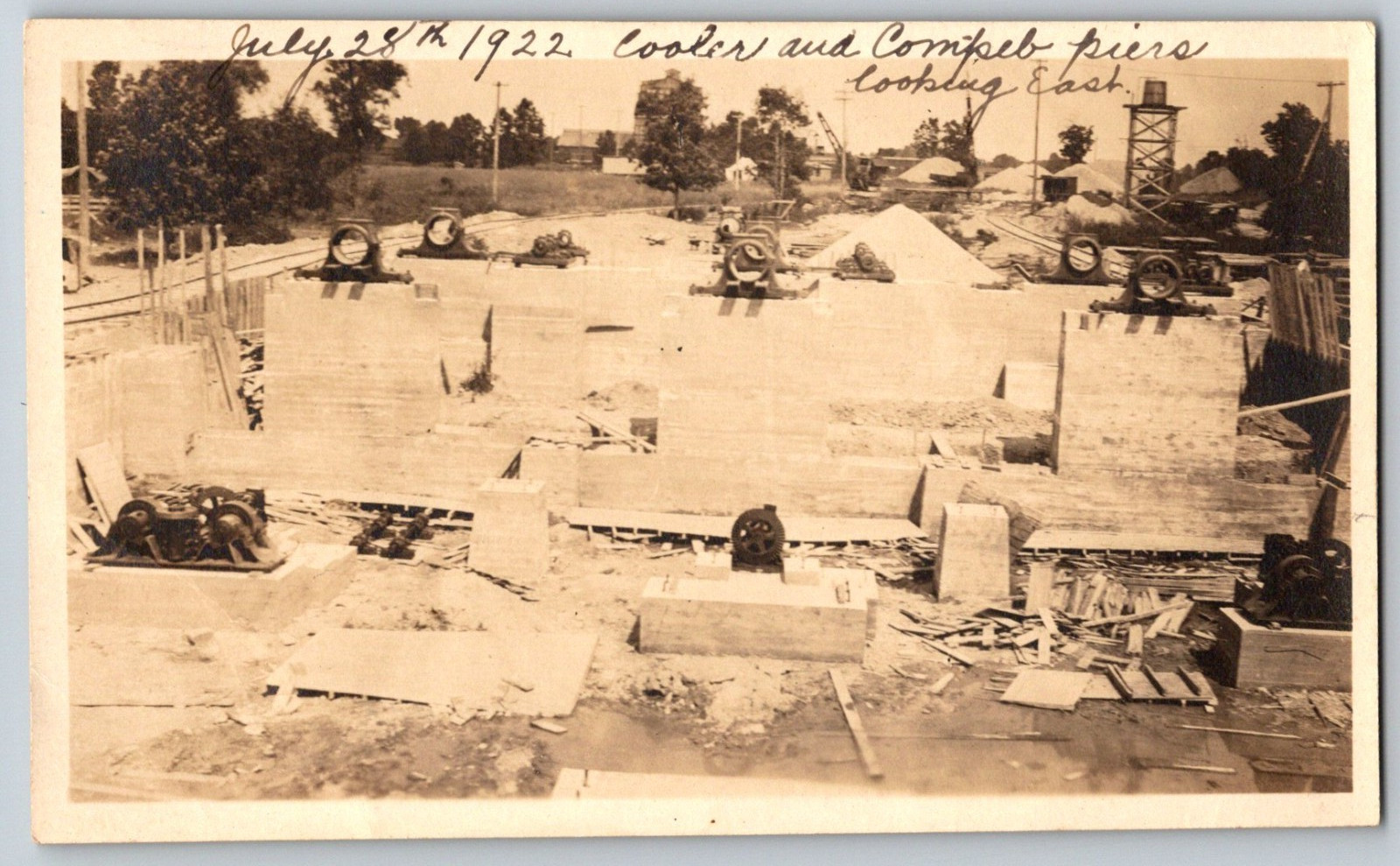 1922 Industrial Construction Photo CEMENT – Allis-Chalmers Compeb Mill Piers
