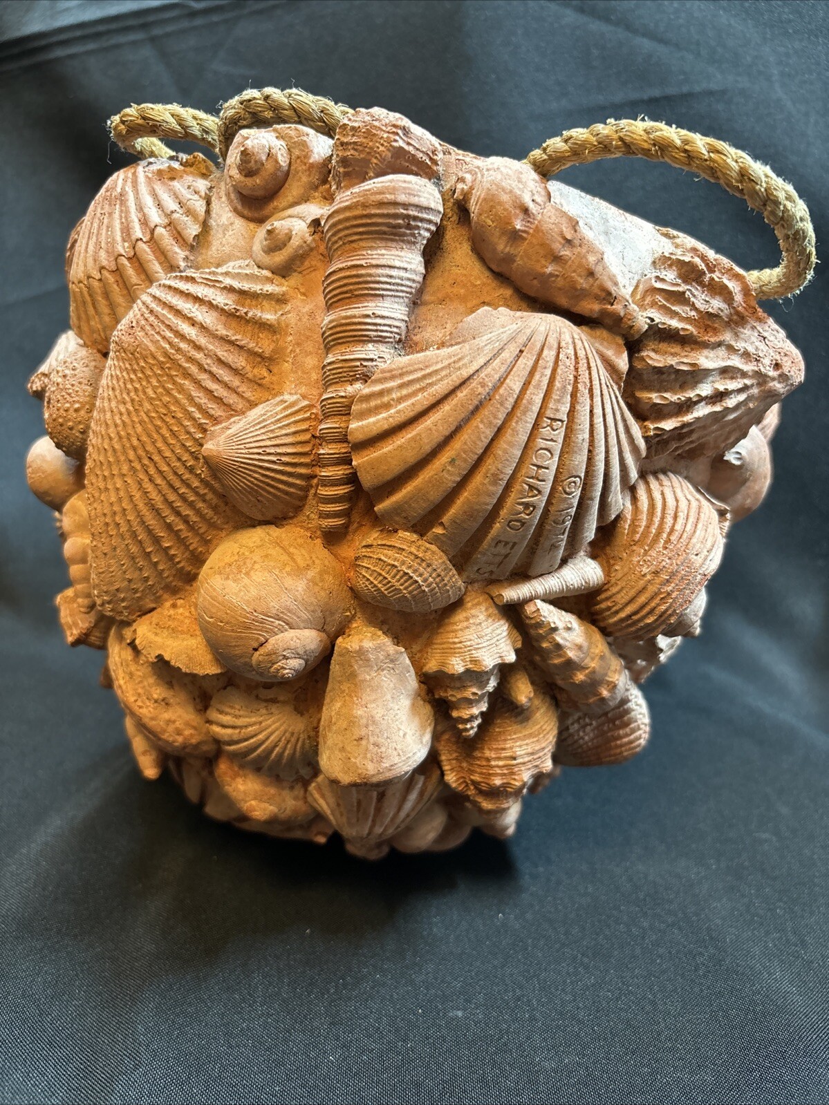 RICHARD ETTS MCM VTG HANGING WALL FLOWOR POT SEA SHELL RARE!
