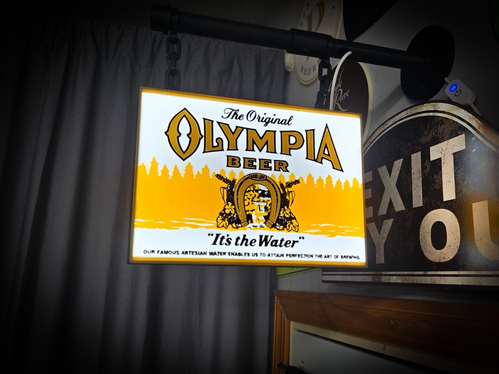 Olympia Beer Hanging LED Light Box Sign USB Powered Bar Decor