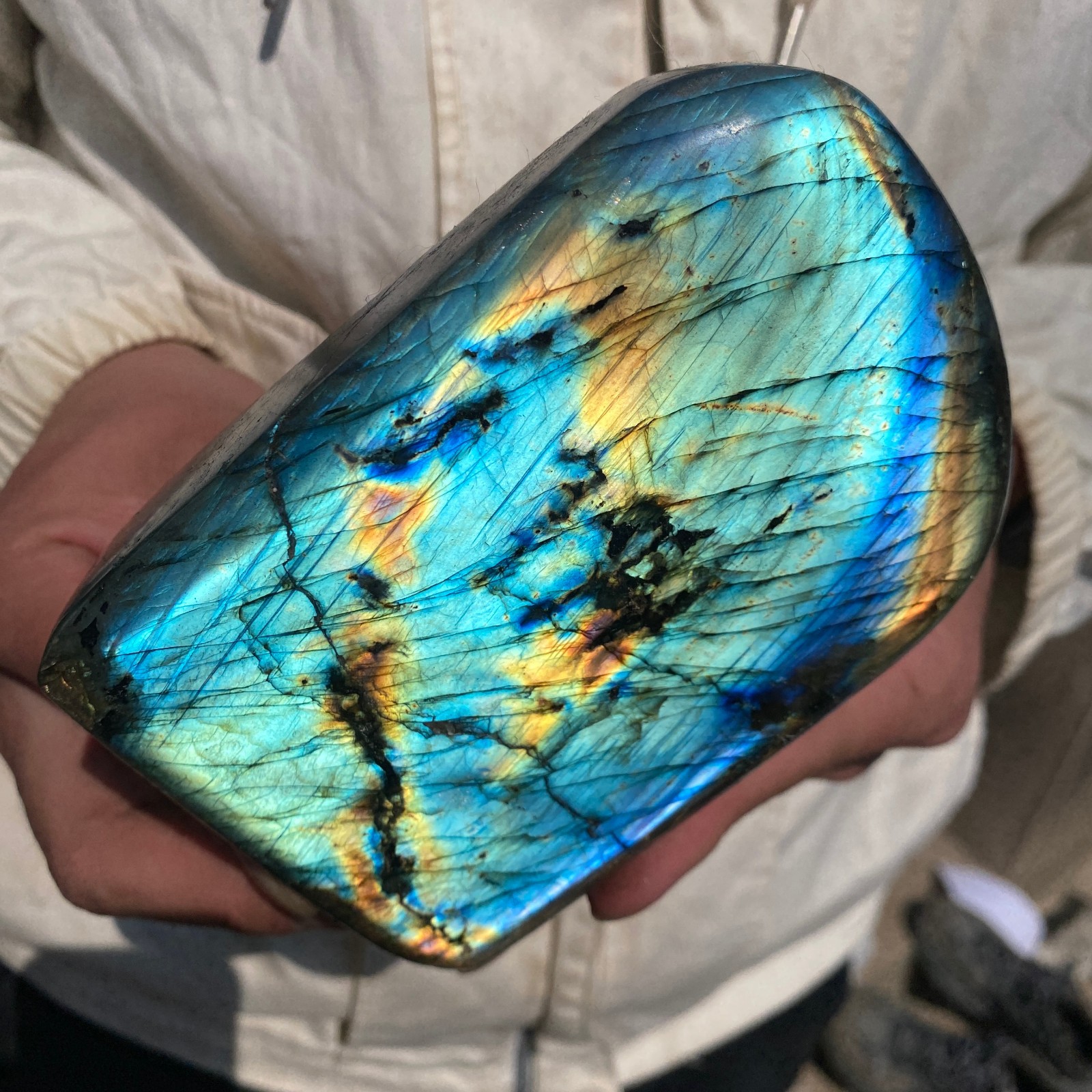 2.8lb Natural Gorgeous Labradorite Quartz Crystal Stone Specimen Healing