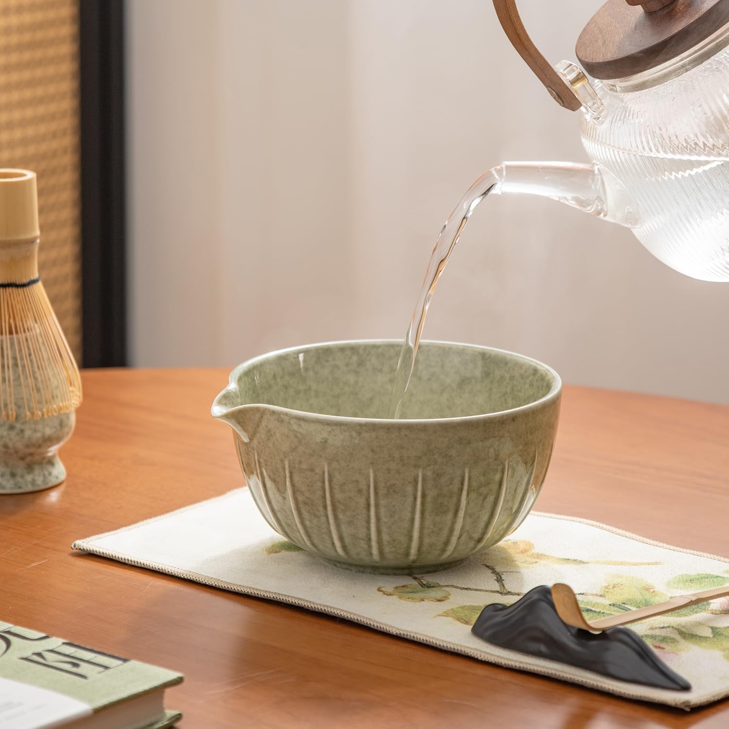 Matcha Whisk Set – 7PCS matcha kit ，Matcha Bowl with Spout, color