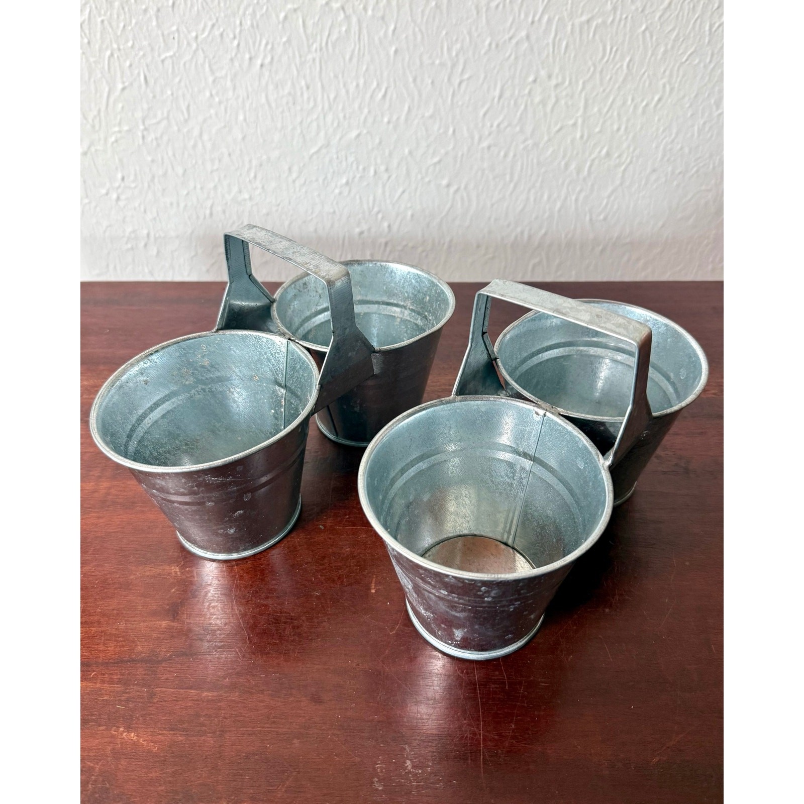 Galvanized Double Bucket Planter Pair Farmhouse Metal Planters