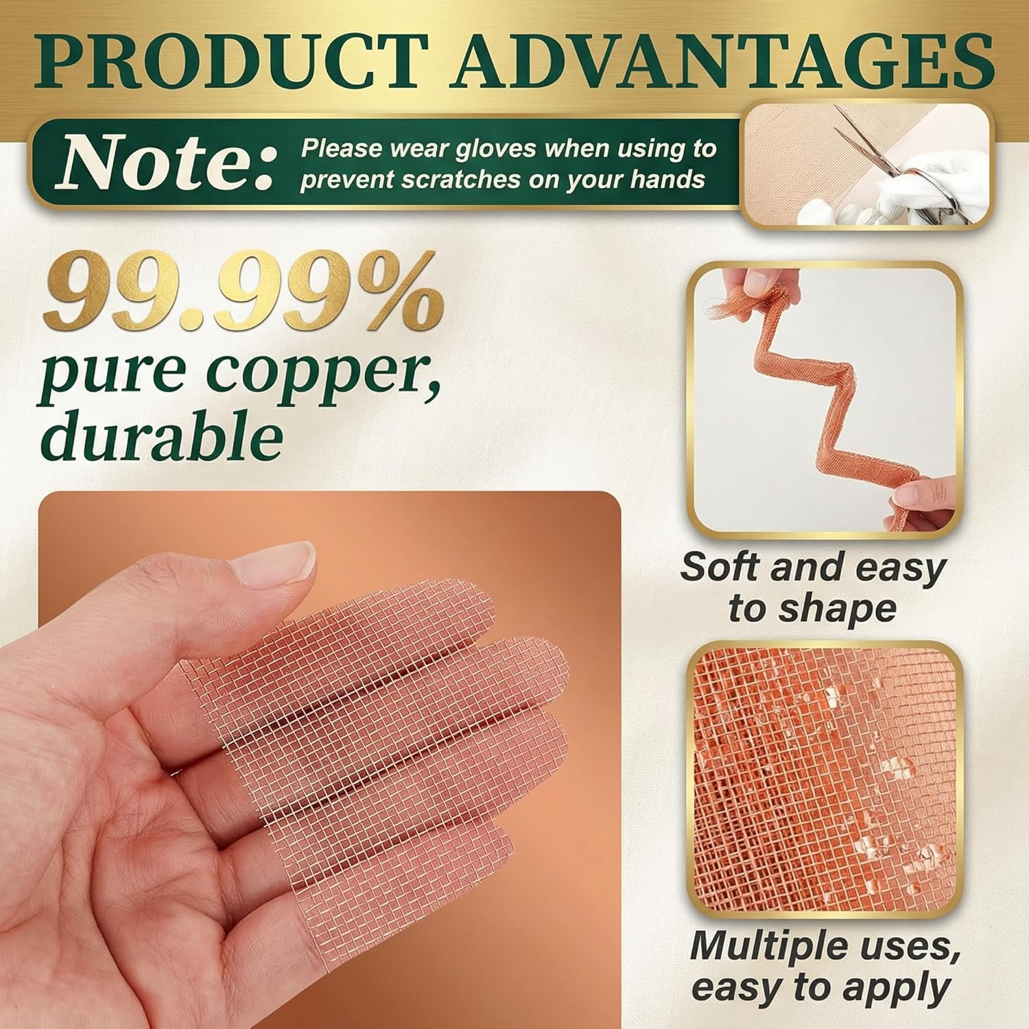 36 Inch X 10 Ft Copper Mesh Screen 99.9% Pure Copper 40 Mesh Roll Wire Fabric fo