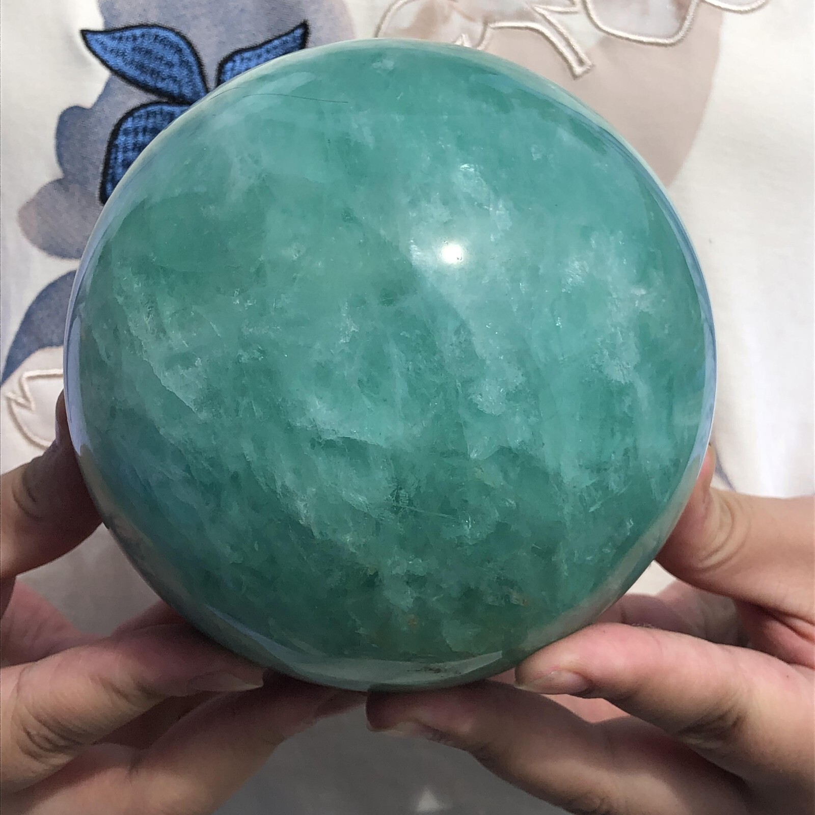 6.85lb Natural Rainbow Green Fluorite Ball Quartz Crystal Mineral Specimen
