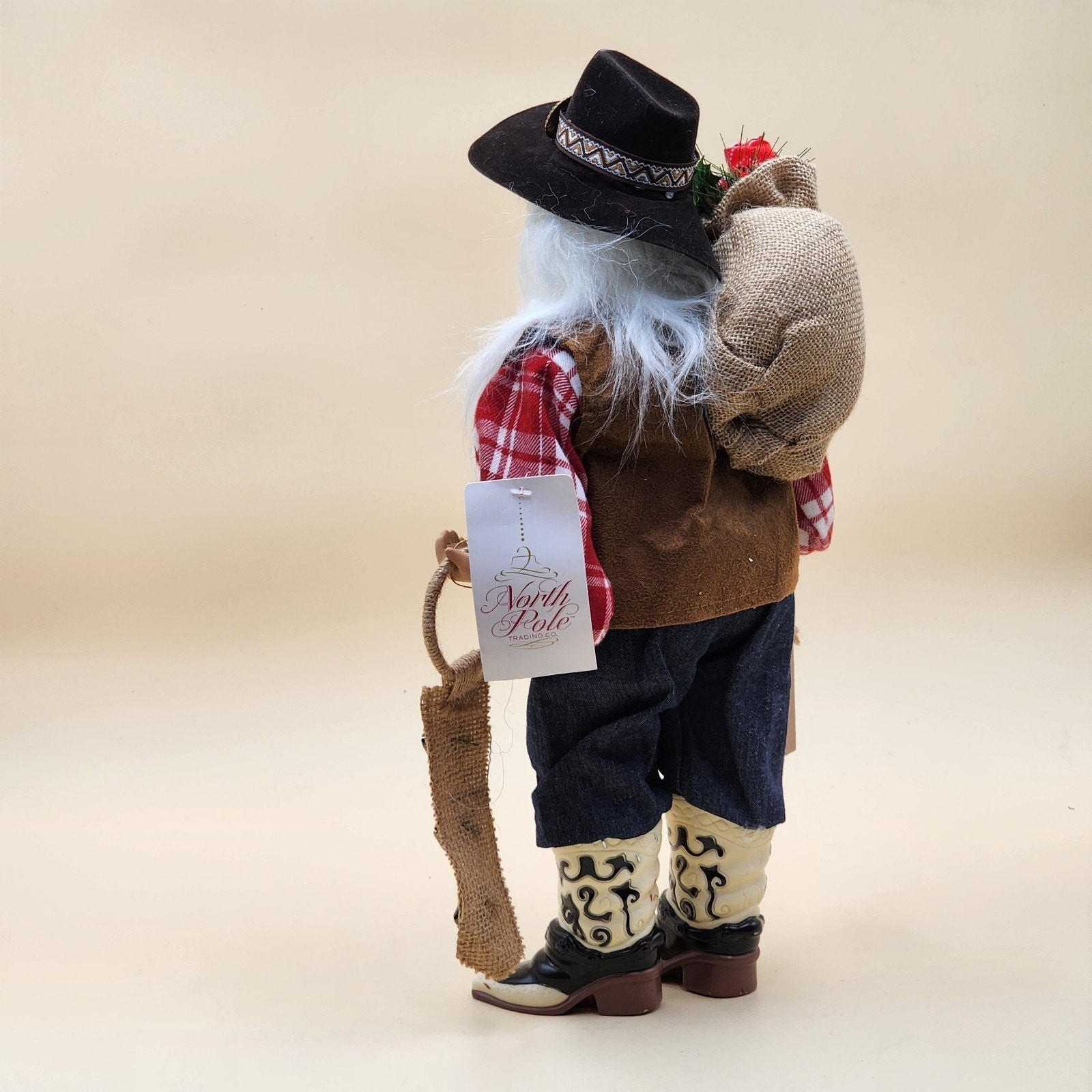 North Pole Trading Co Cowboy Santa 18″ Figurine Western Boots Original Tags JCP