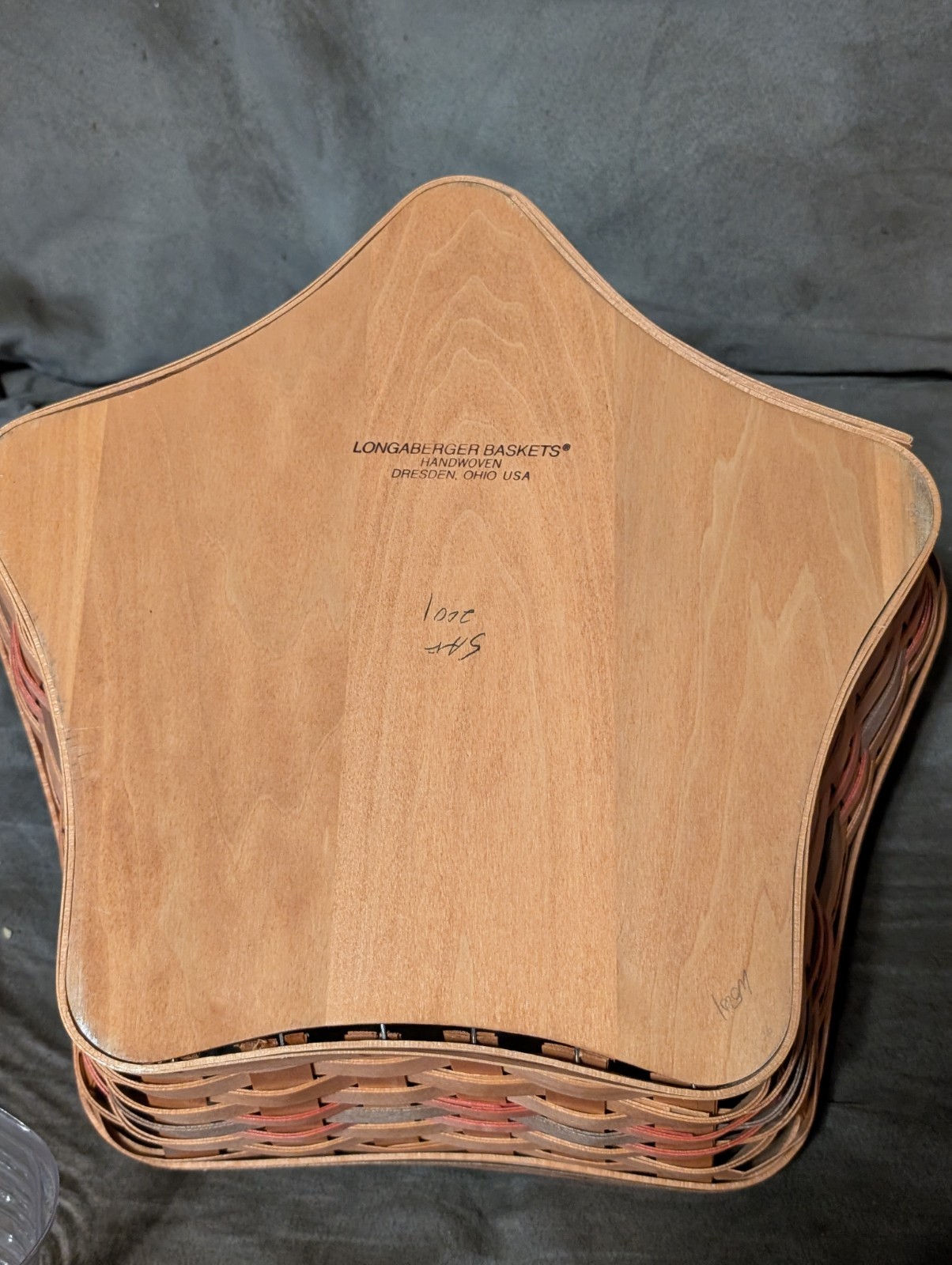 2001 Longaberger Large Star Shaped Basket w/ Plastic Protector & Wrought Iron