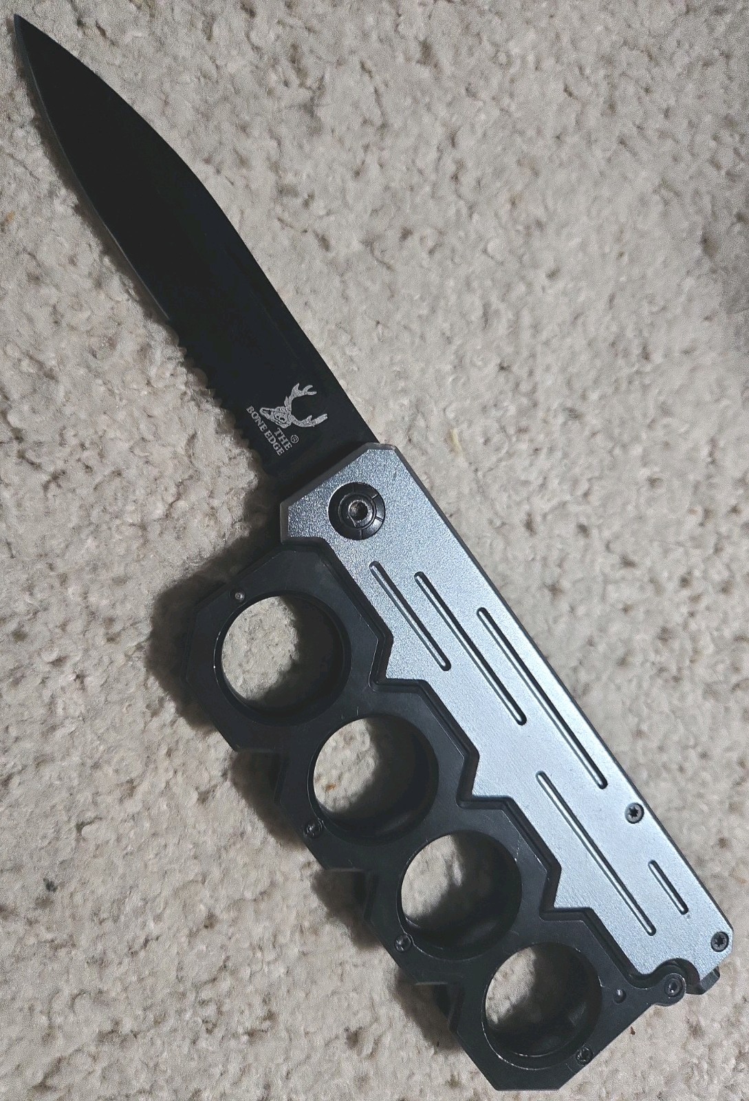 Tactical Bone Edge Folding Pocket Knife 3.75 Blade 8.75 Open W/Finger Groove