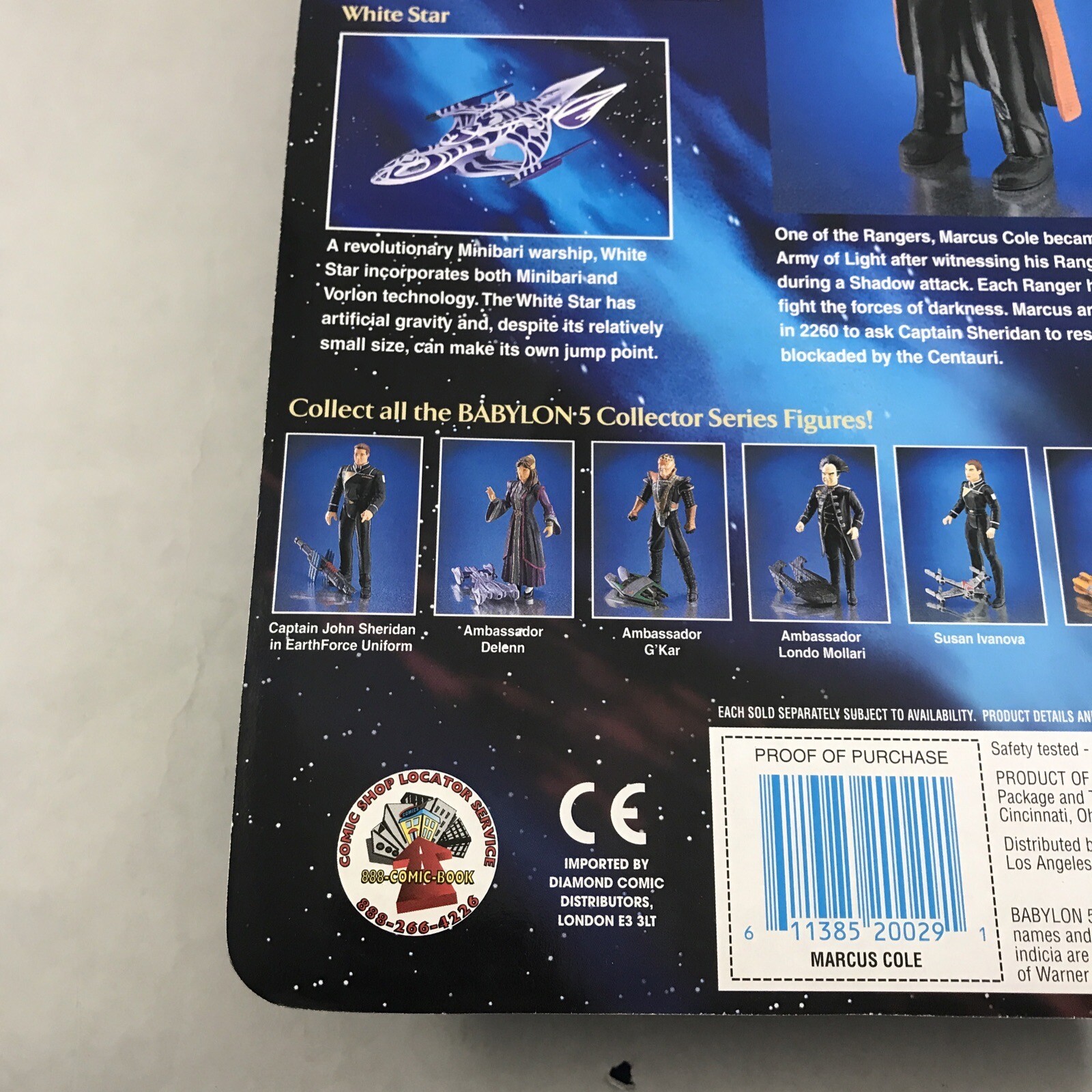 BABYLON 5 MARCUS Cole Action Figure with WHITESTAR WB Toy 1997 MOC New