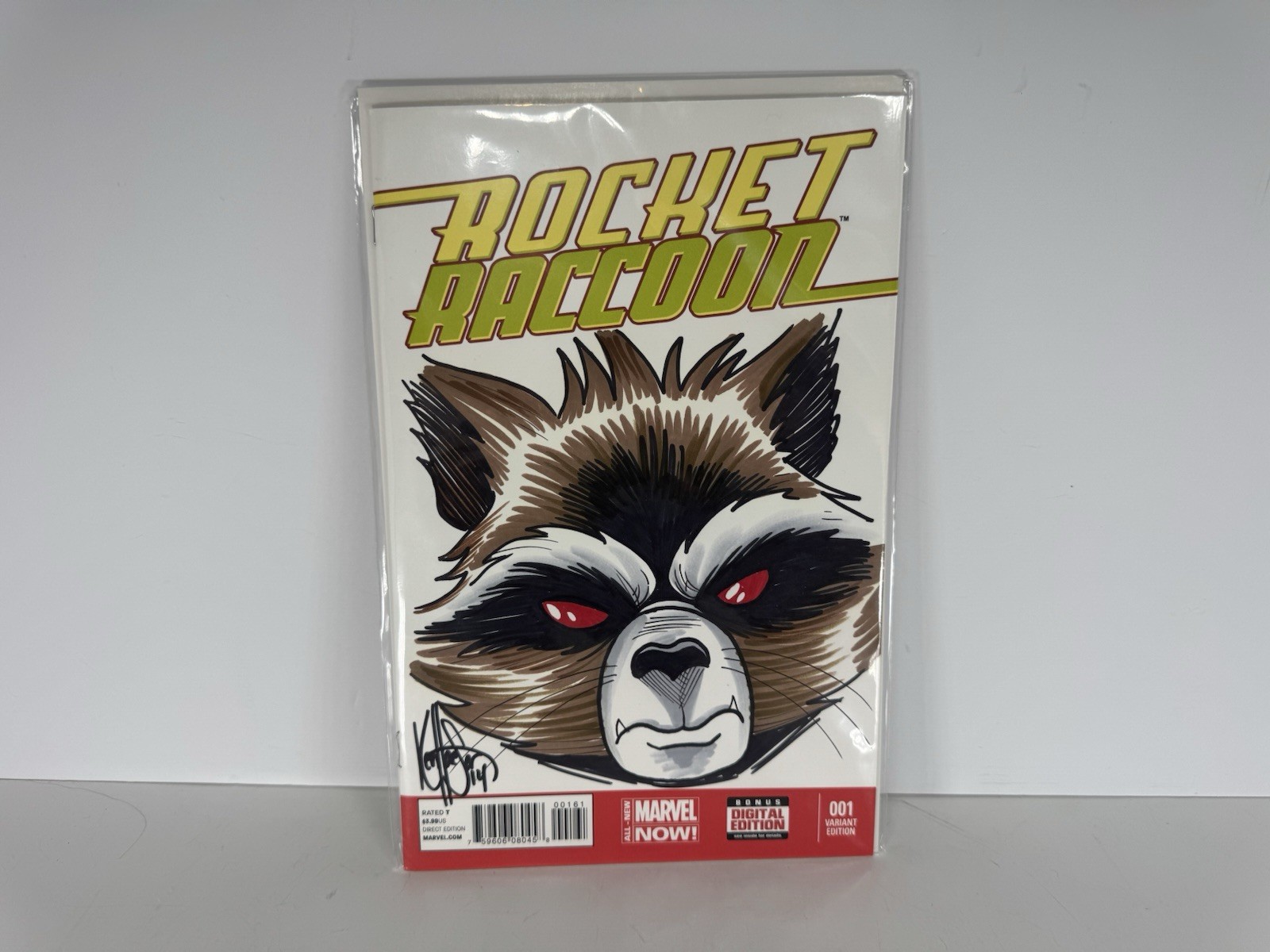 Rocket Raccoon #1 Ken Haeser Sketch Signed & Remarked COA 2014