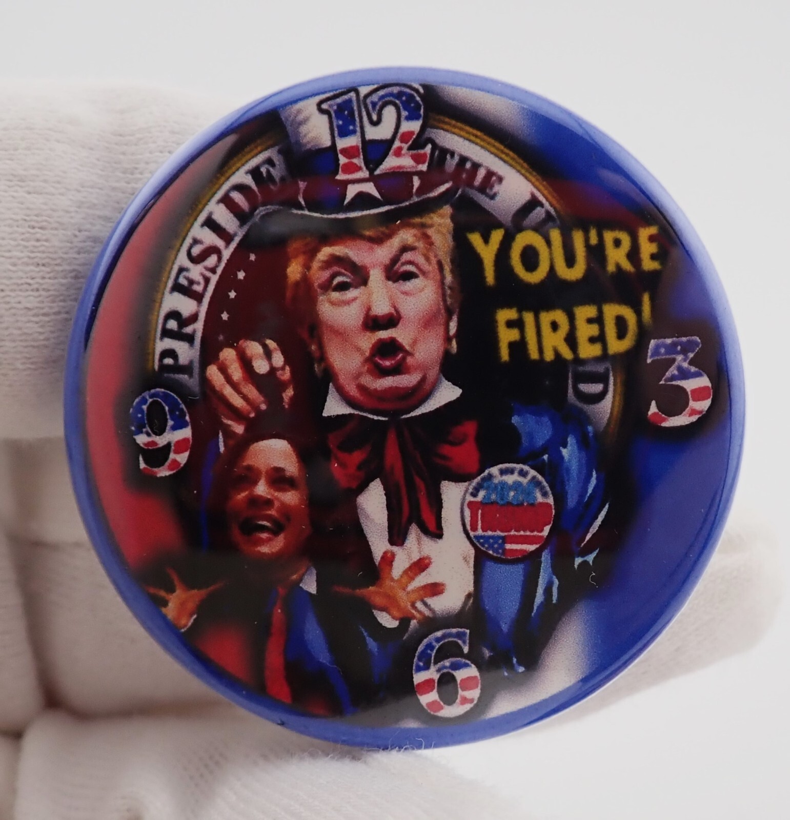 TRUMP, “Your Fired Karmella” Pin 1.75″ Size Button Pinback P-53
