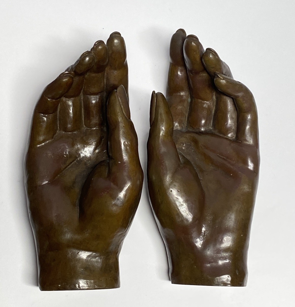 Antique Solid Bronze Female Hands Pair Sculpture Anatomical Model Casting 6”
