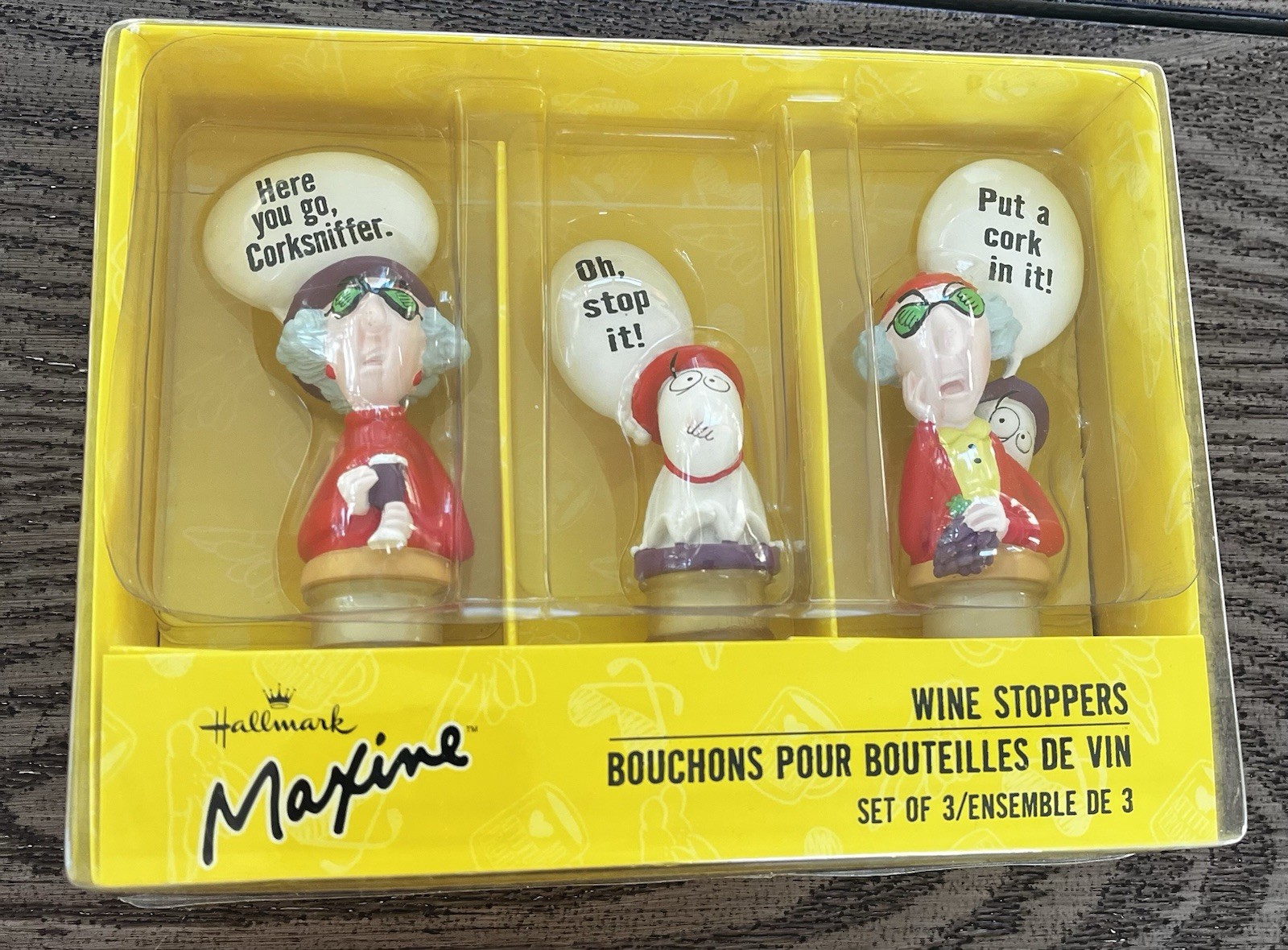 HALLMARK MAXINE COMIC WINE BOTTLE STOPPER SET – NEW IN BOX –