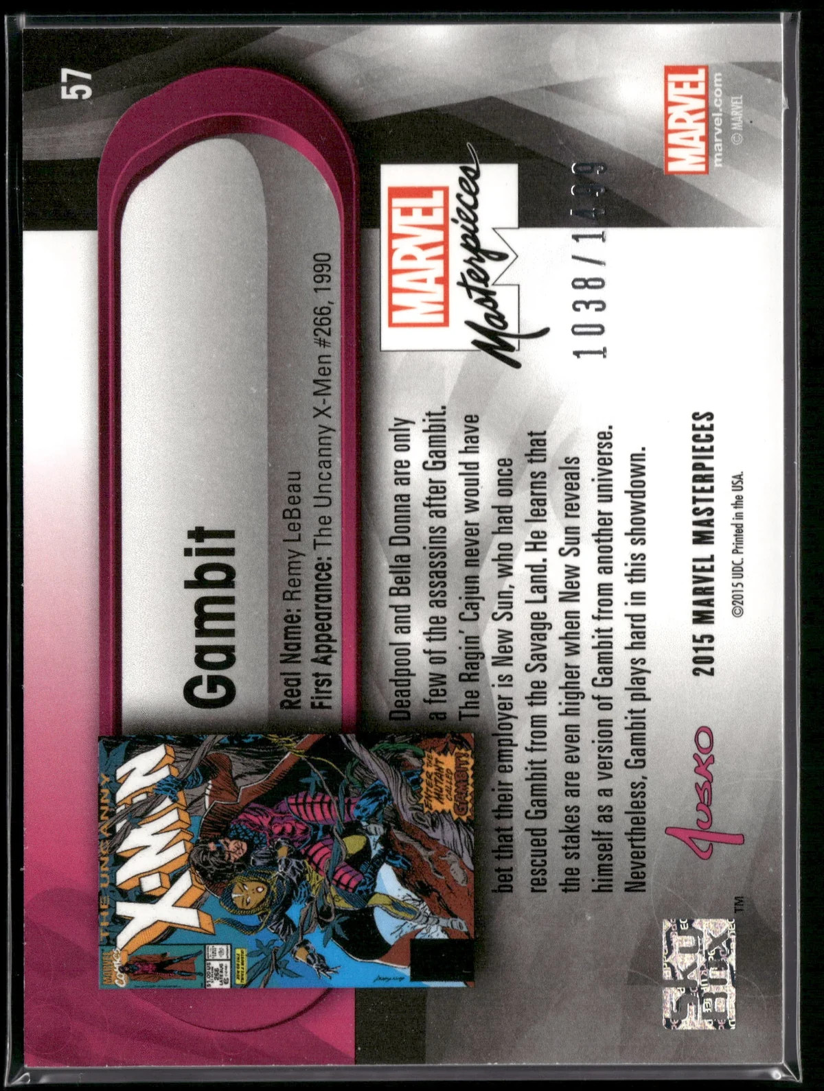 2015 Marvel Masterpieces Gambit #57 Serial Numbered X-Men Upper Deck NM