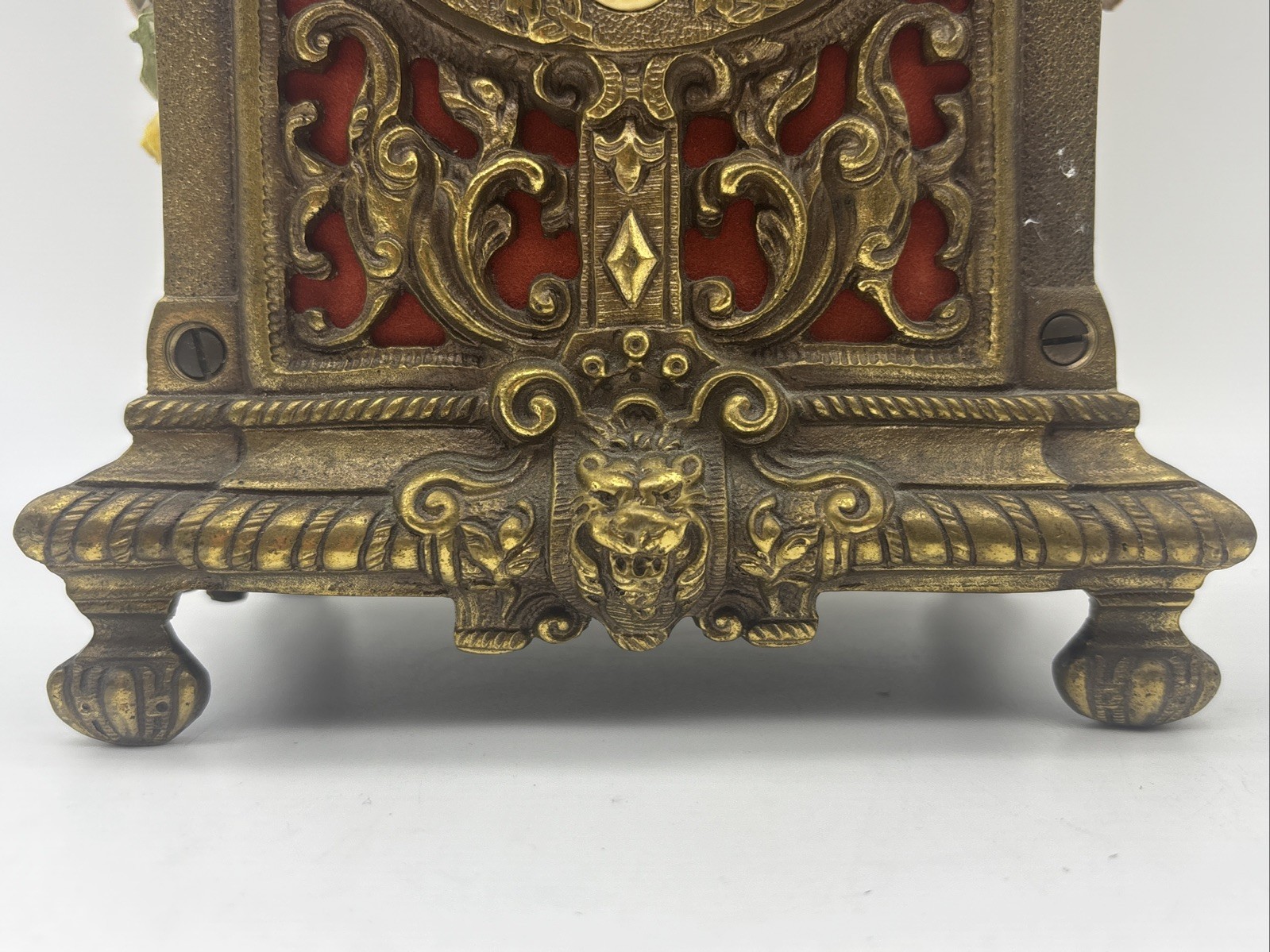 Antique Franz Hermle Ornate Brass Mantel Clock Mechanical 130-070 Roman Numerals
