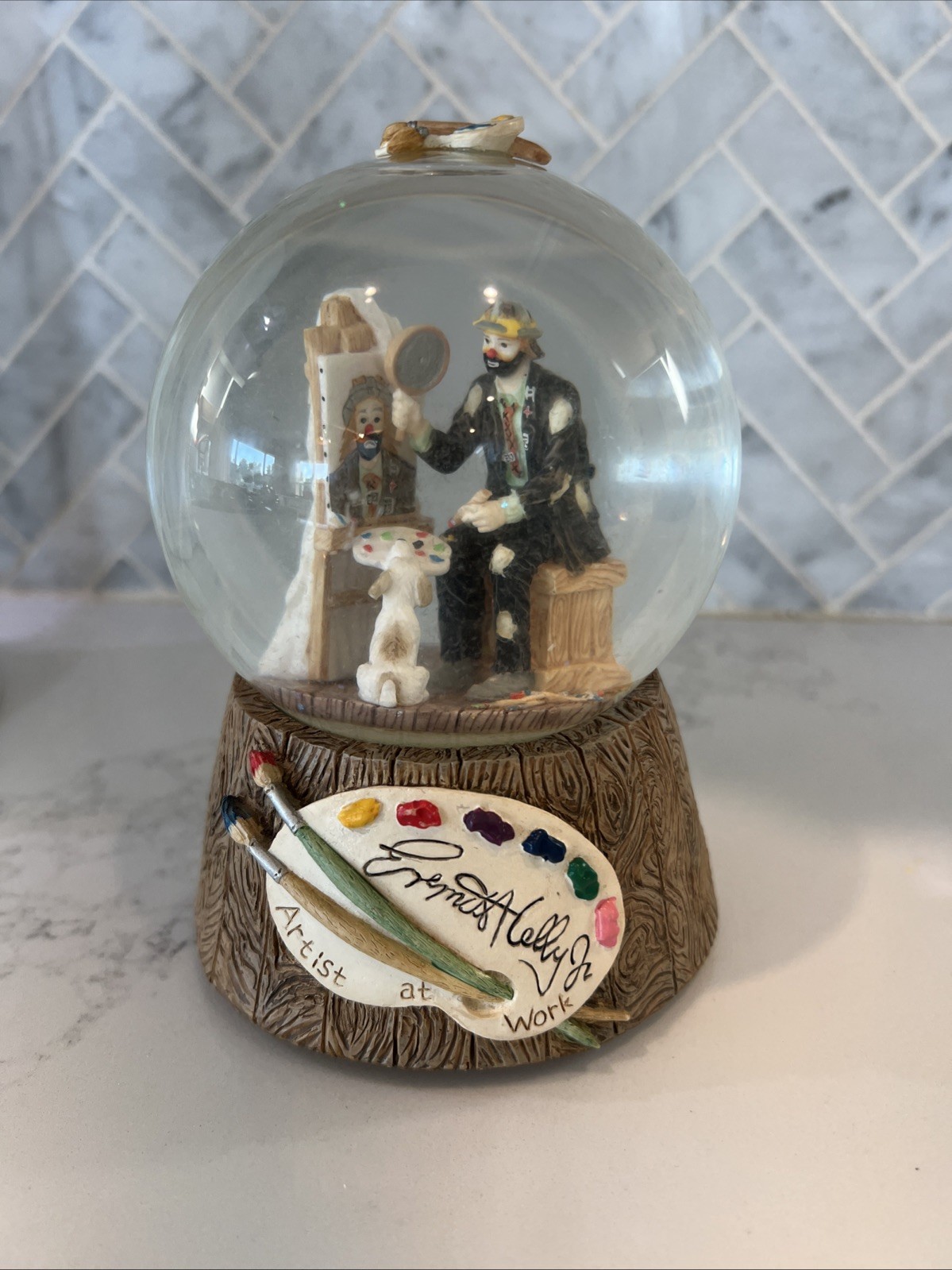 Emmett Kelly Clown Artist At Work Snowglobe-Working