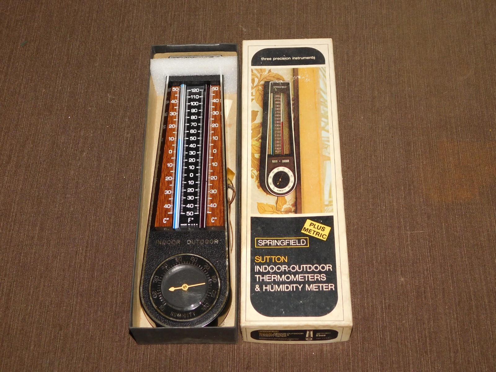 VINTAGE 10 1/2″ SPRINGFIELD INDOOR OUTDOOR THERMOMETER #5302 NEW OLD STOCK