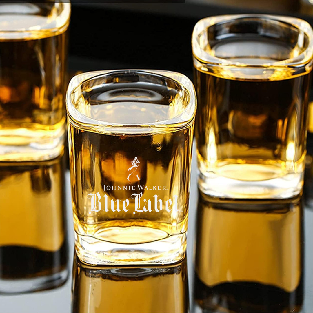 Custom Engraved Johnnie Walker Blue Label Shot Glass – 2.2 oz Square Shot Glass