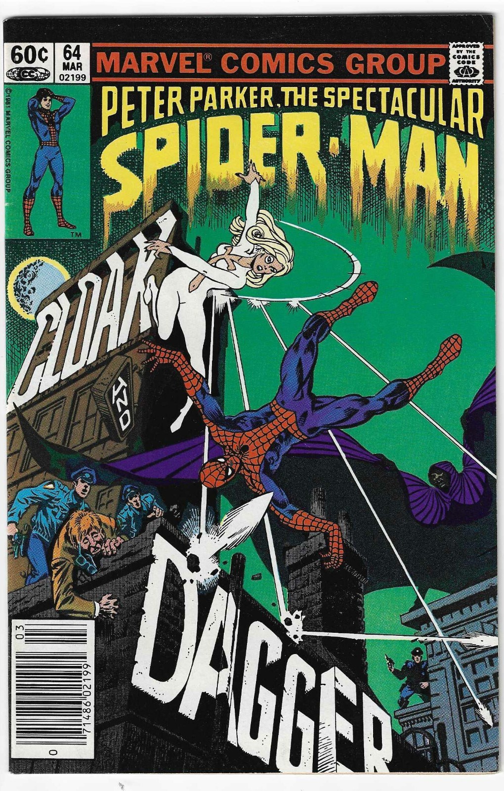 PETER PARKER, THE SPECTACULAR SPIDER-MAN #64 NEWSSTAND VF+ 1ST CLOAK & DAGGER