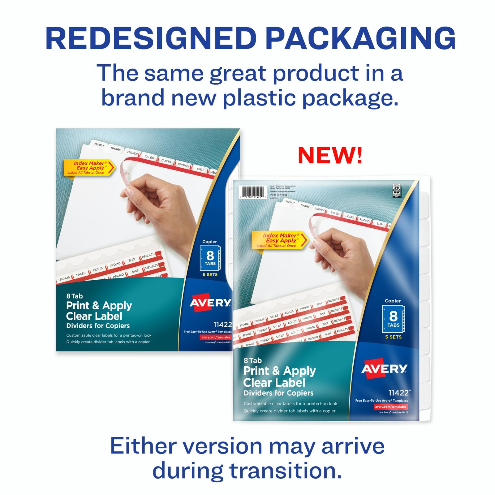 Avery 8 Tab Dividers For 3 Ring Binder Easy Clear Label Strip For Copiers Index