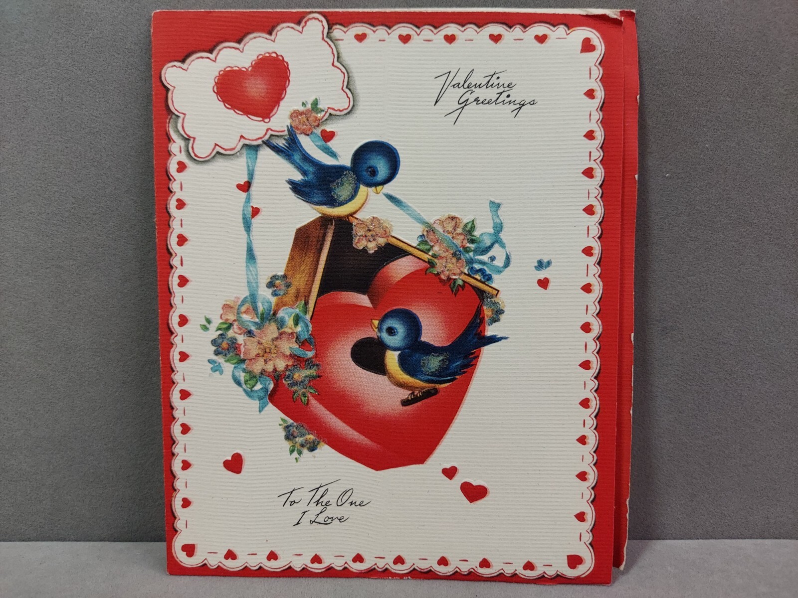 Vintage Embossed Valentines Day Card The One I Love Glittered Used A Meri Card