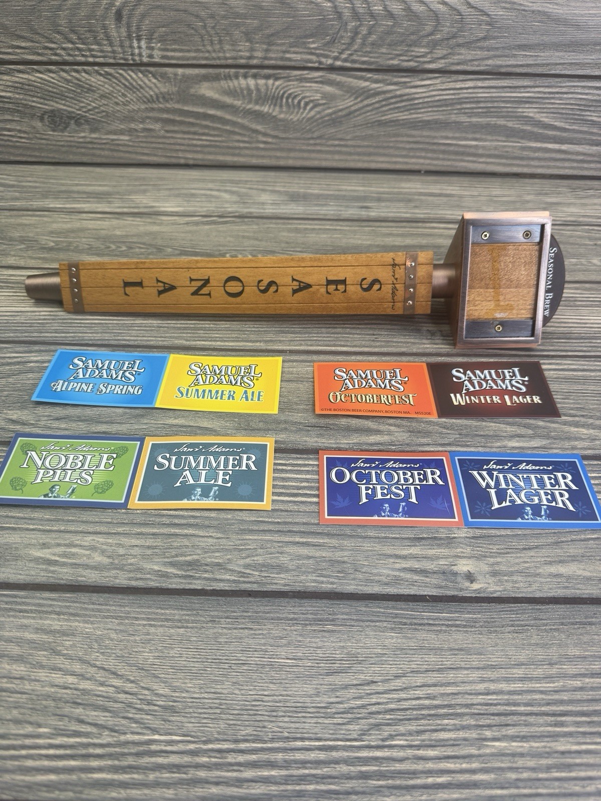 New Sam Adams Multi Seasonal Beer Tap Handle w/Octoberfest 8 inserts 14″ tall