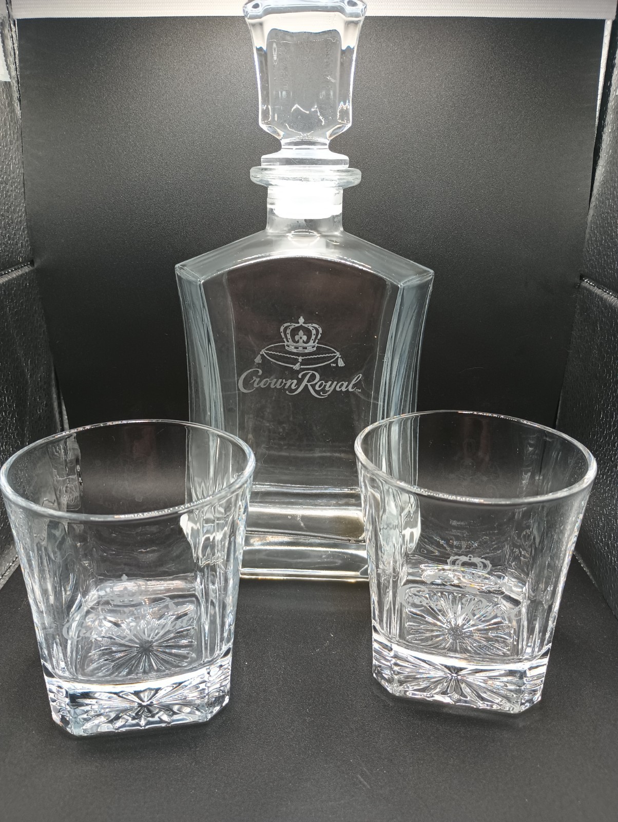 Crown Royal Bottle/Decanter 2 Rocks/Lowball Glasses
