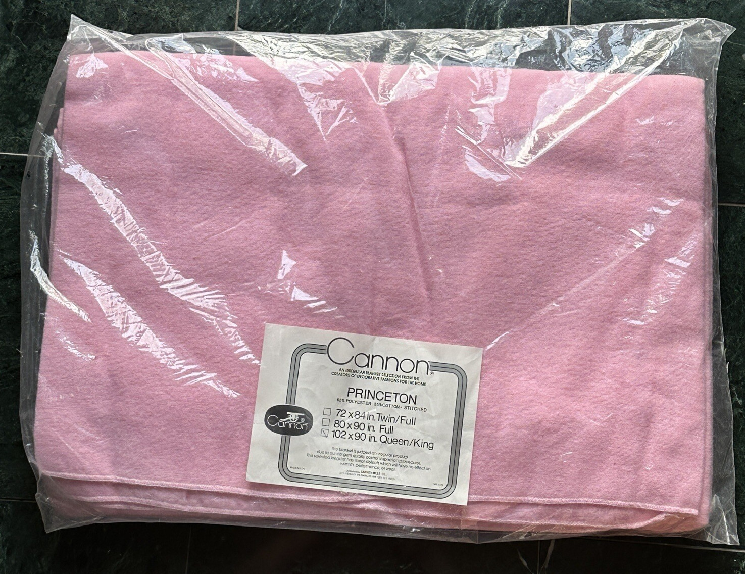 Cannon Princeton Pink Blanket Queen or King Irregular 102×90 New Vintage
