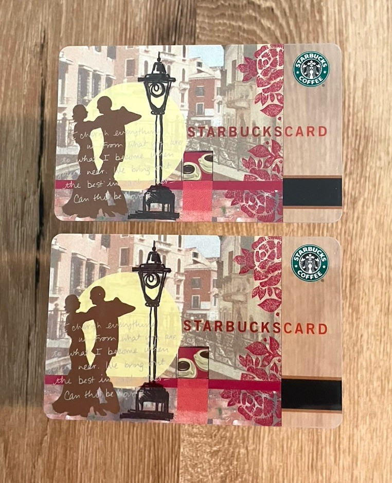 2004 Starbucks Card. ITALIAN ROMANCE. Set of 2. Original Logo. Mint. Global ship
