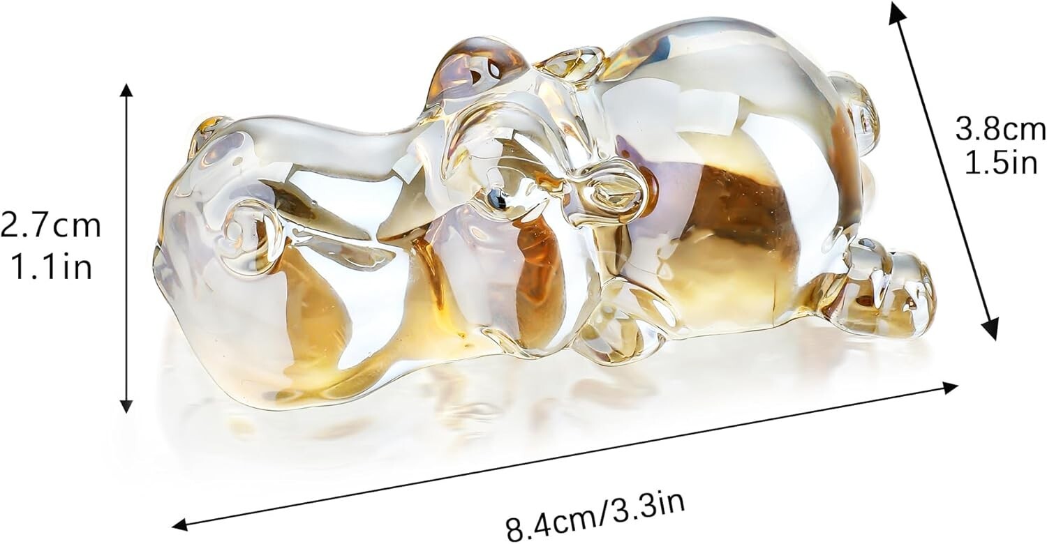 HDCRYSTALGIFTS 3” Crystal Hippo Figurines Collectibles 3.2 x 1.6 x 1.1 inches