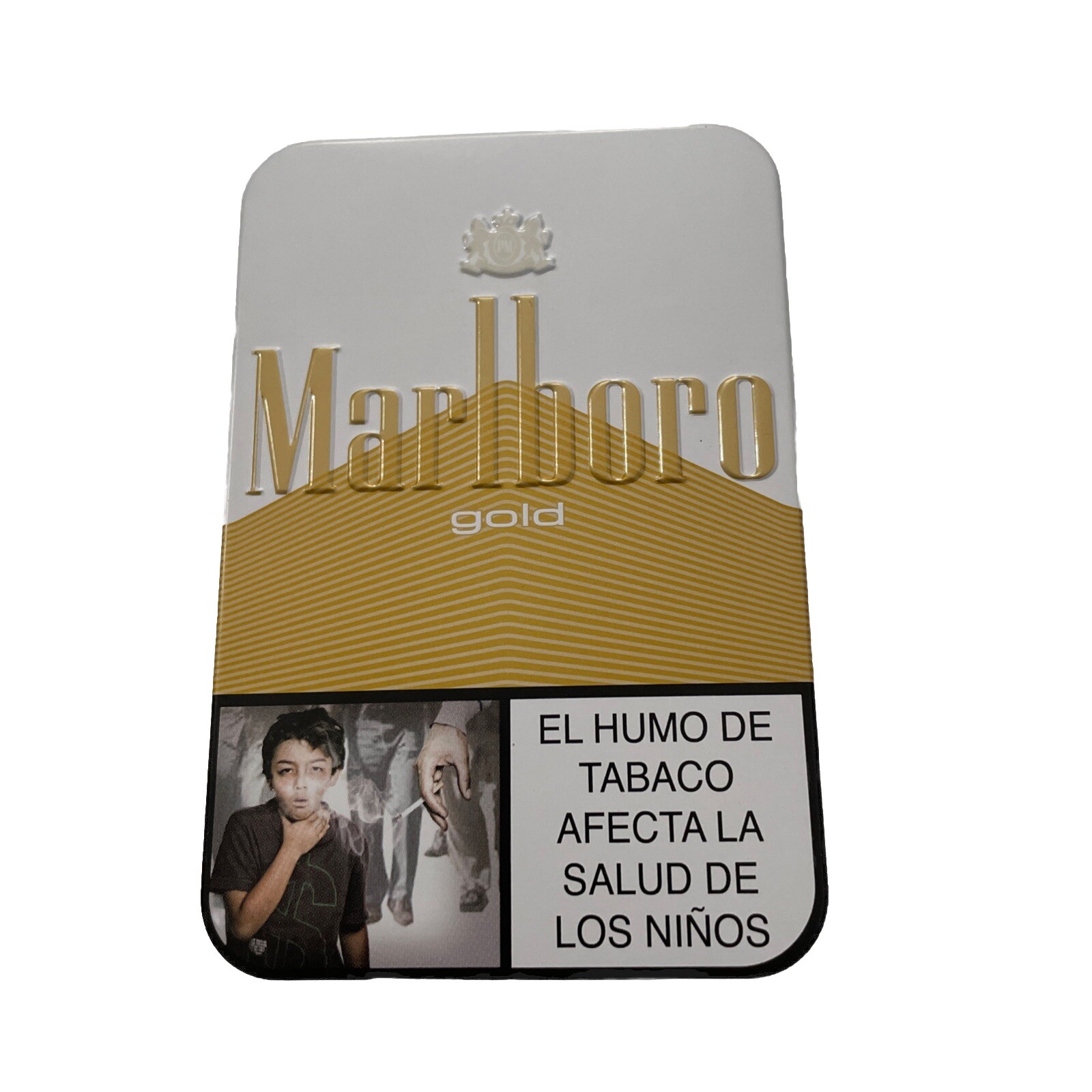 MARLBORO CIGARETTE TIN BOX LIMITED EDITION VIVA COLOMBIA Empty Case GOLD