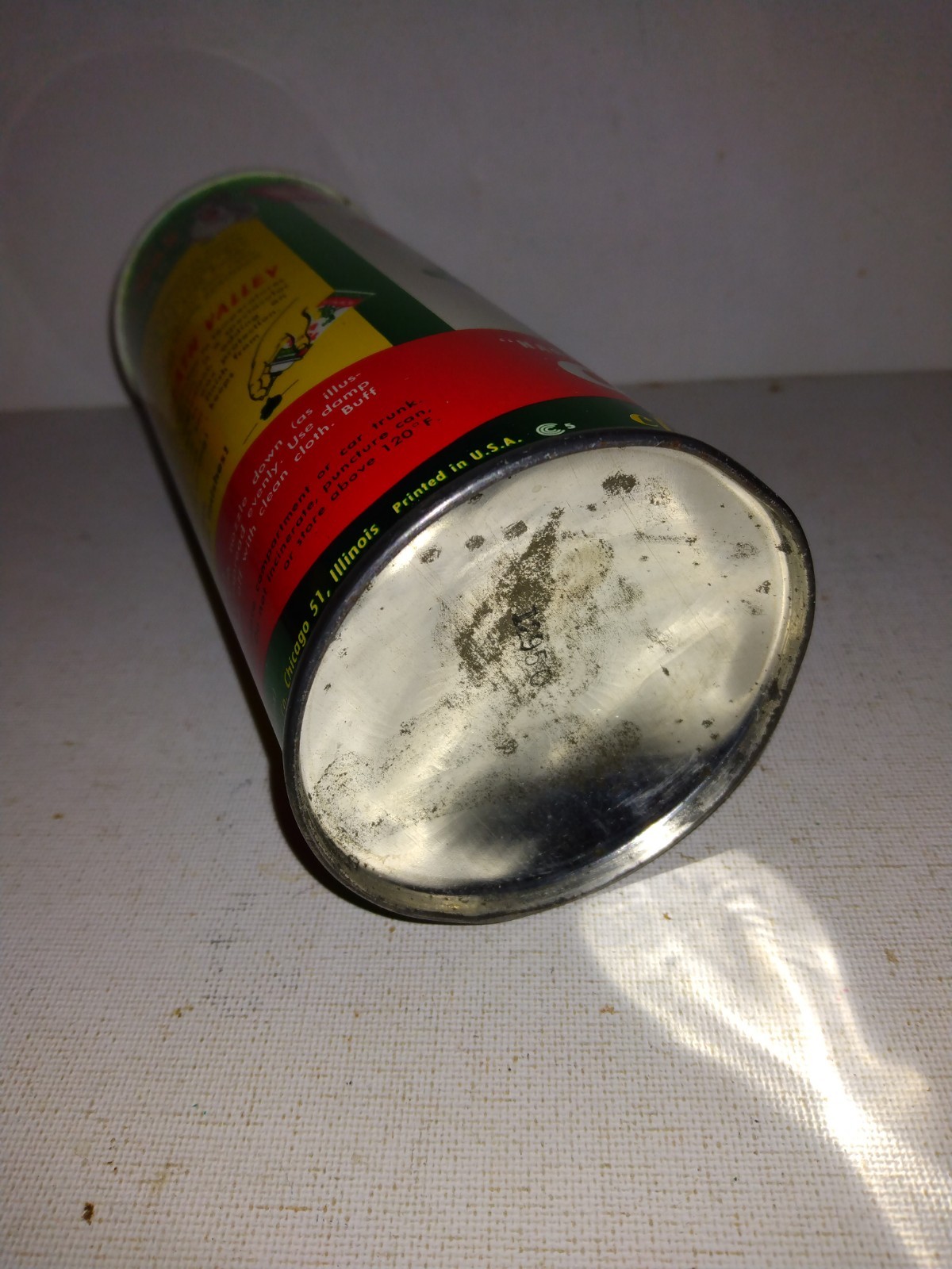 VINTAGE RARE TURTLE WAX CAN PUSH BUTTON GREAT GRAPHICS 1958 AUTOMOBILIA CAR