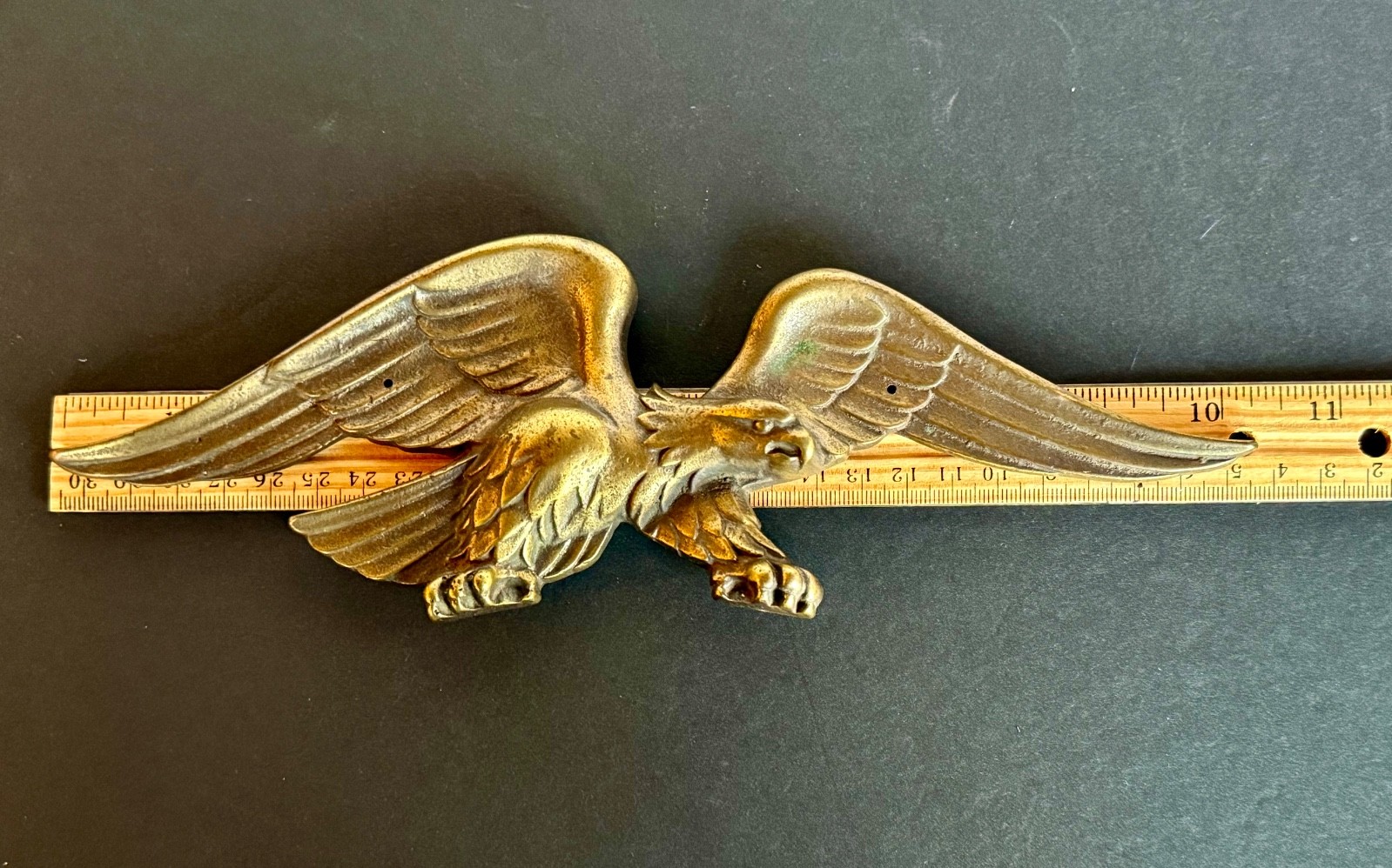 Vintage Solid Bronze Eagle Applique 10” Wingspan Foundry Mark Patriotic