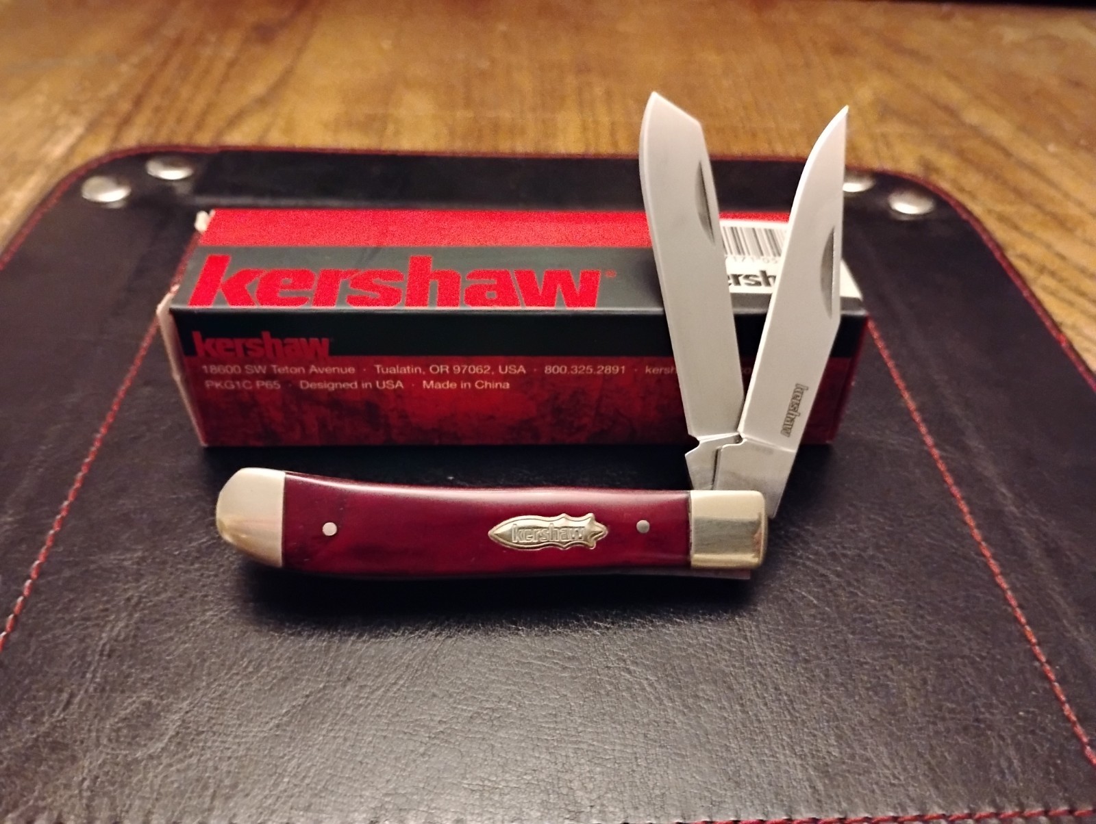 Kershaw Gadsden Trapper Knife 2.75″ D2 Blades Bone Handle 3.5″ Closed 3.0 OZ