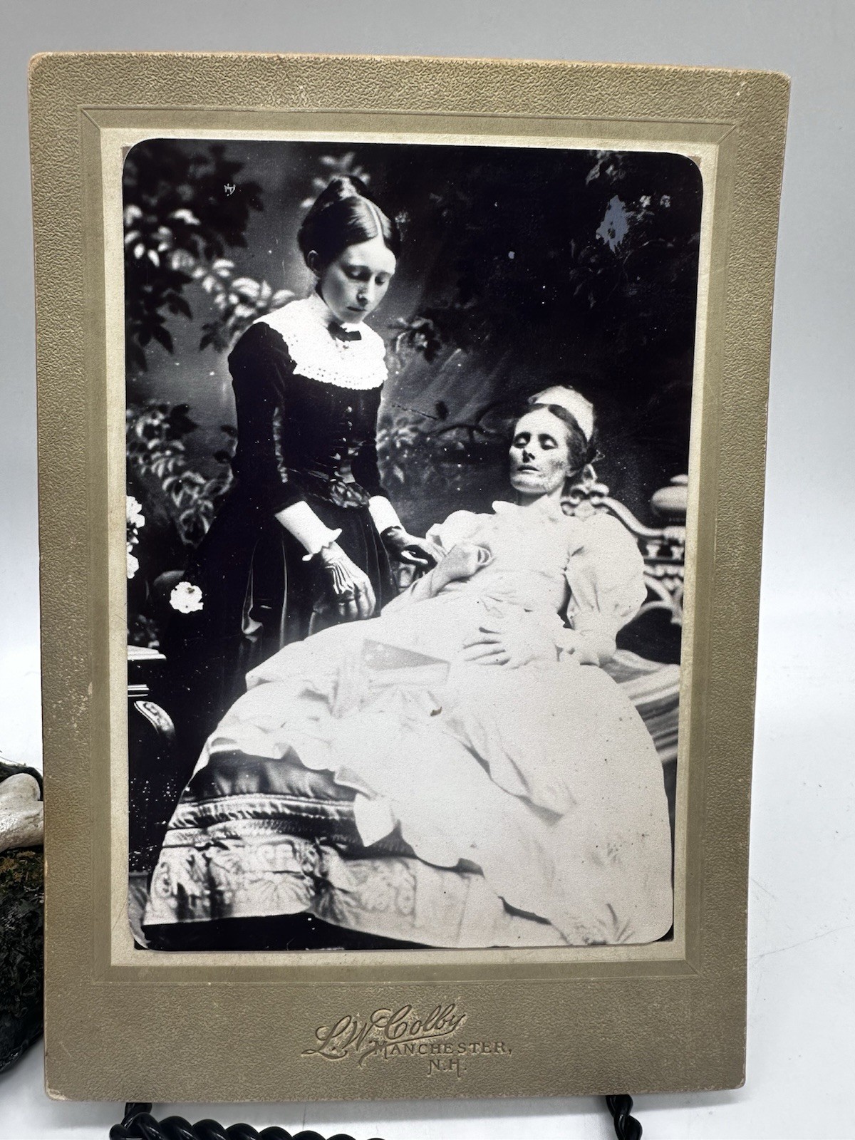 Post Mortem Deathbed Scene – Reprint on Antique Cabinet Card Mount – Oddities