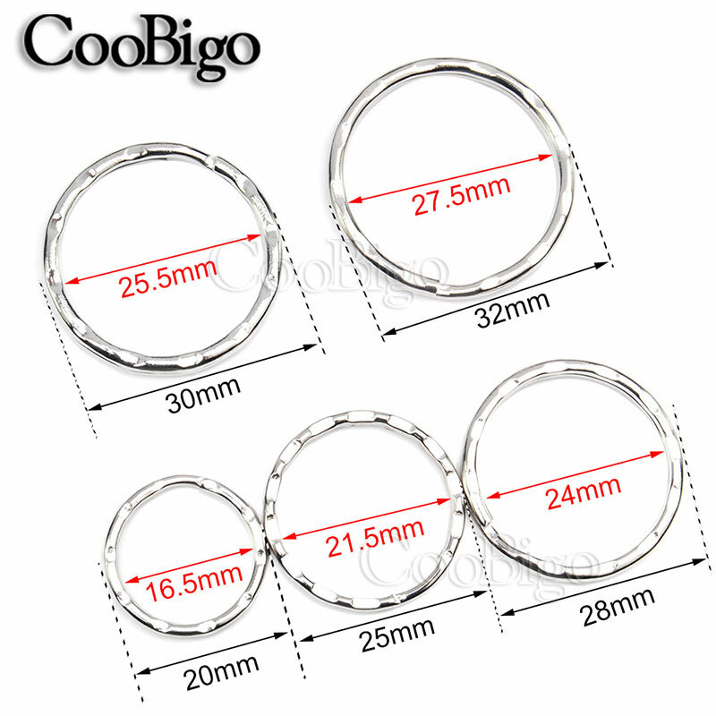 Silver Wavy Key Rings Key Chain Split O-Rings Backpack Part Outter Dia.20mm~32mm