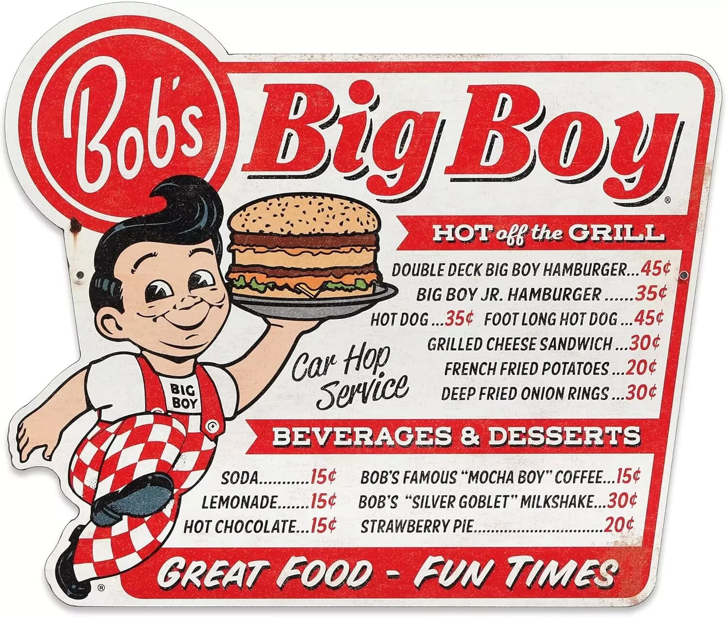 Vintage Bob,s Big Boy Menu Ad Reproduction Print Advertising 17×12