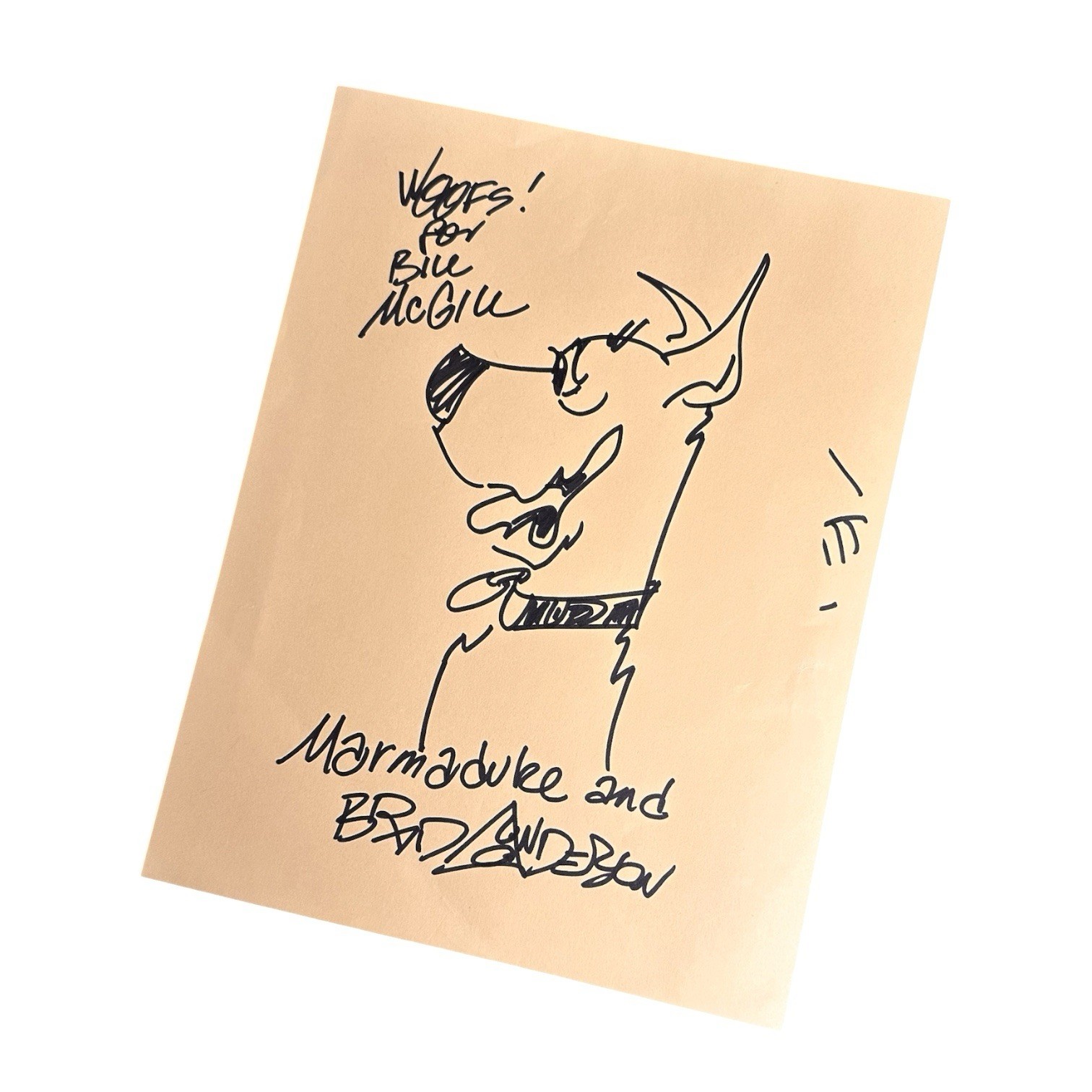 Brad Anderson MARMADUKE Original 8.5×11 Signed Sketch Drawing w/ Autograph!