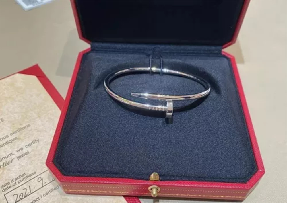 Sterling Silver Bracelet, White Gold Color Just Clou Bracelet 3.5MM, Full Box