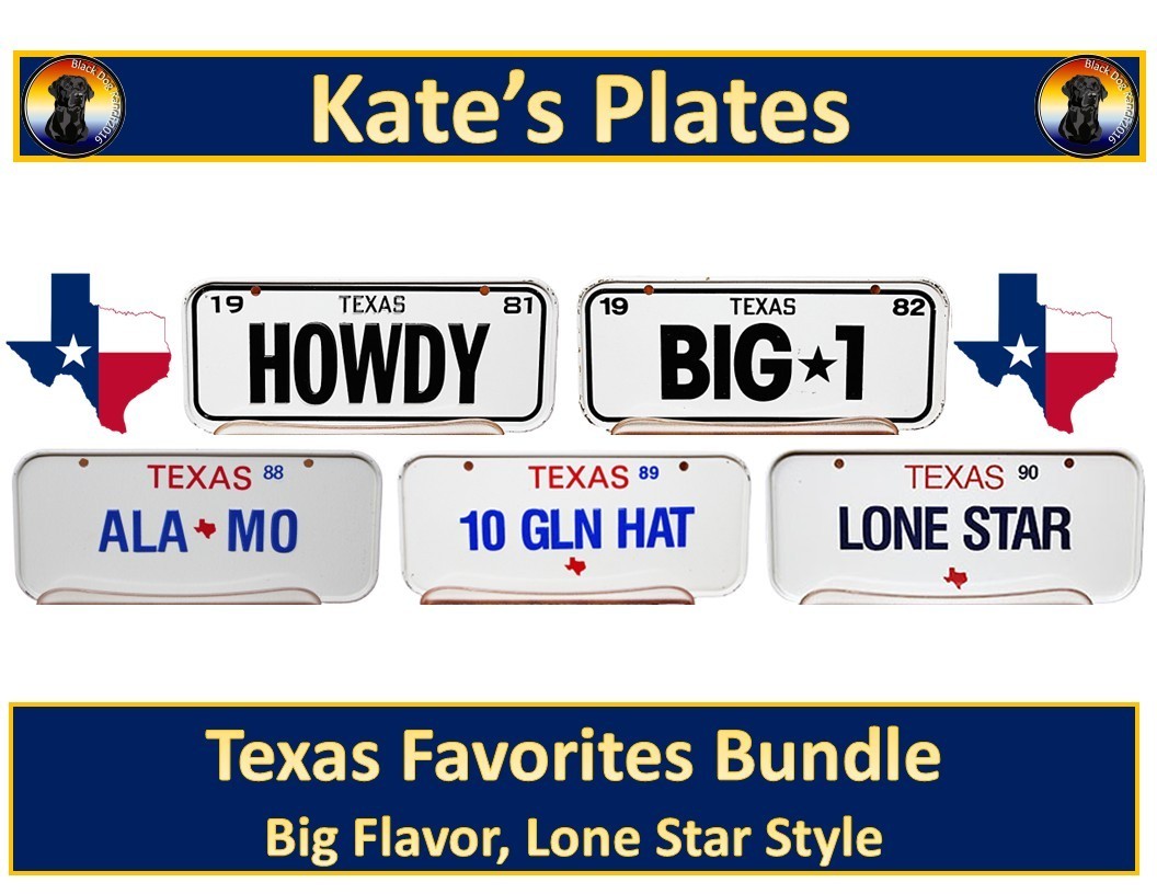 🤠Kate’s Plates: Texas Favorites Bundle – HOWDY, LONE STAR, ALAMO, 10 GLN HAT⭐