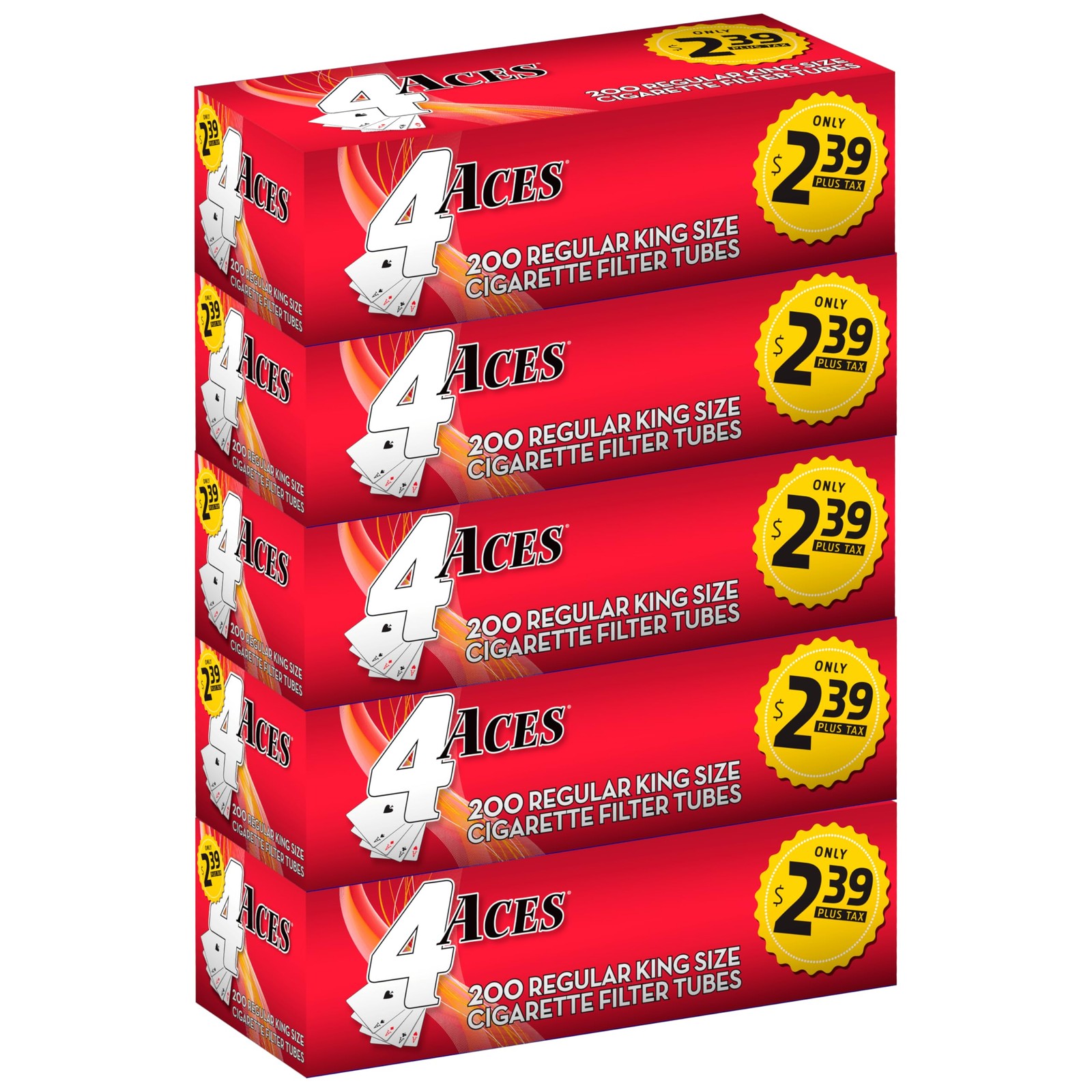4 Aces – Regular Full Flavor King Size RYO Cigarette Tubes – 5 Packs of 200 (…