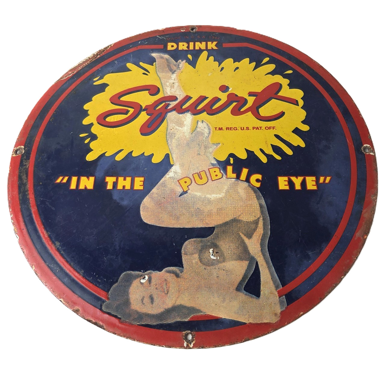 Vintage Squirt Porcelain Sign – Soda Beverage Drink Gas Station Ad Sign