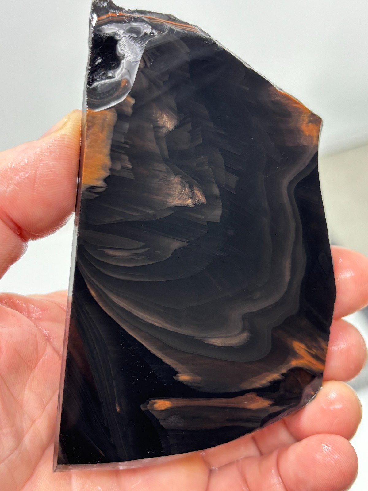 Tri-flow Sheen/Lace Obsidian Slab Lapidary Cabbing Knapping Combo ship avail
