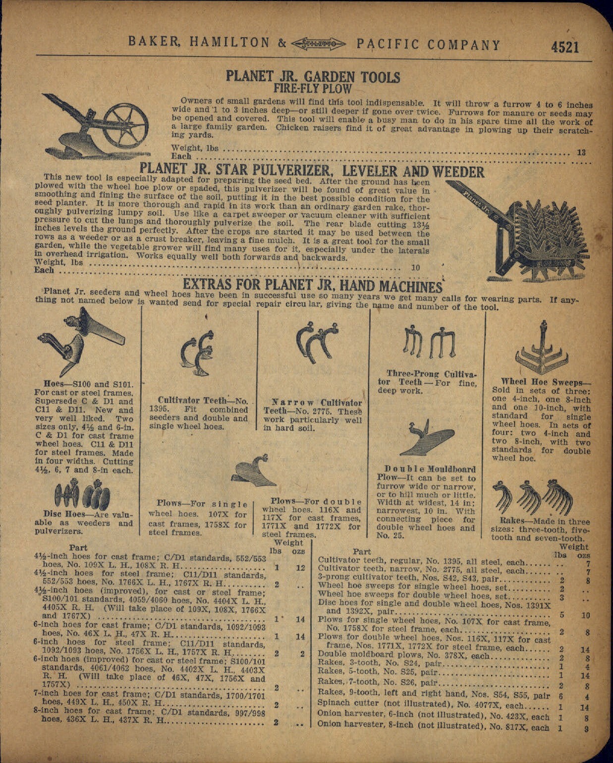 1920 PAPER AD 4 PG Planet Jr. Fire-Fly Plow Star Pulverizer Weeder Seeder Parts
